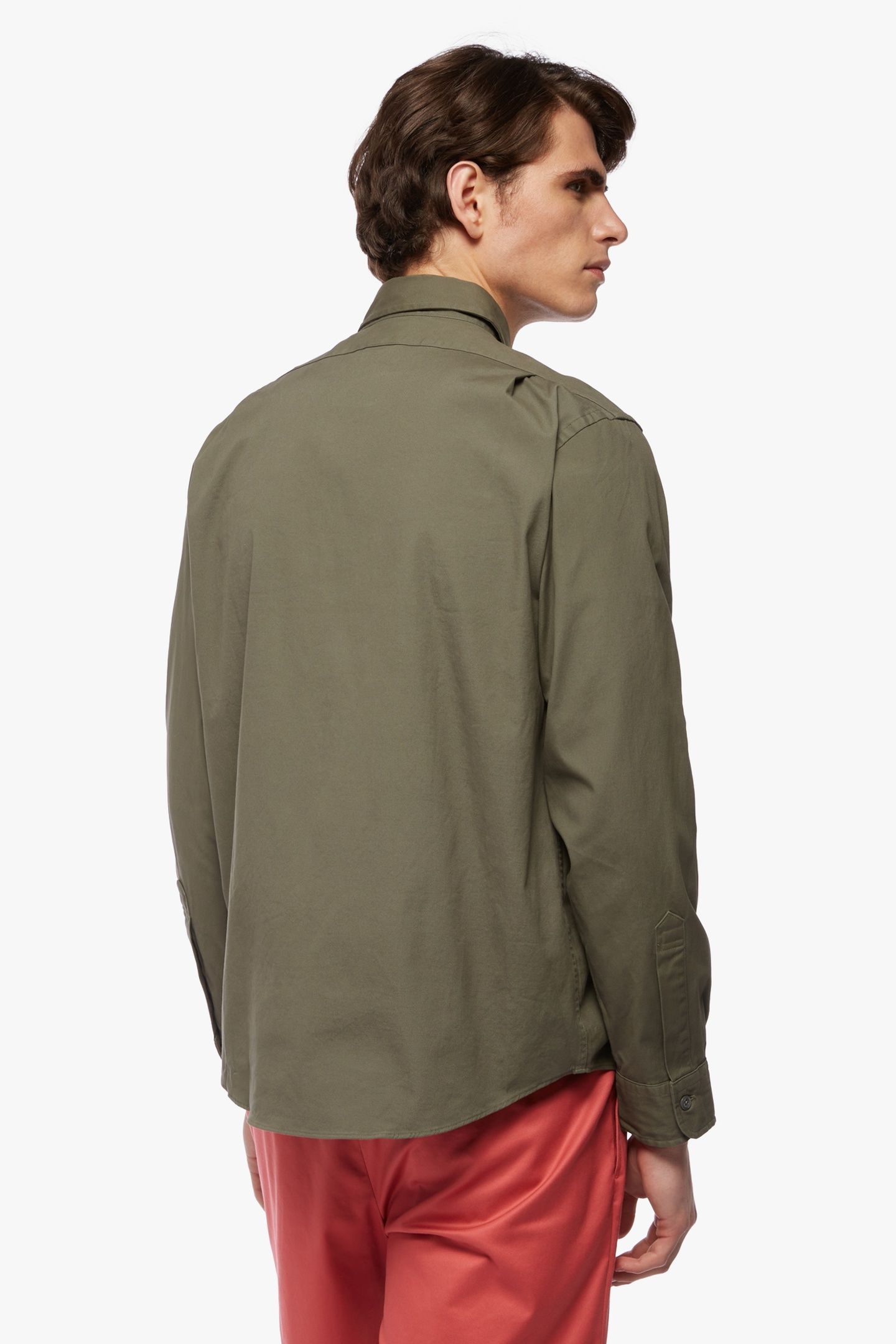 REGENT REGULAR FIT CANVAS SAFARI SPORT SHIRT DARK GREEN 3