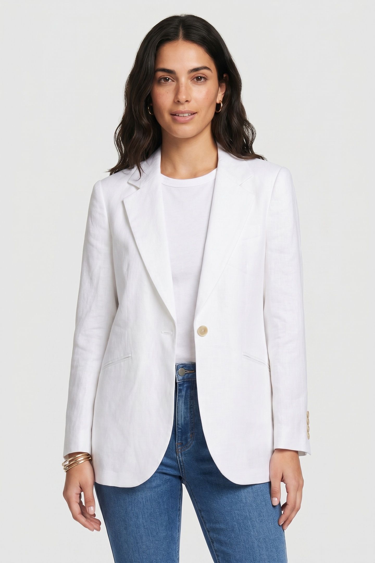 IRISH LINEN SINGLE-BREASTED BLAZER WHITE 1