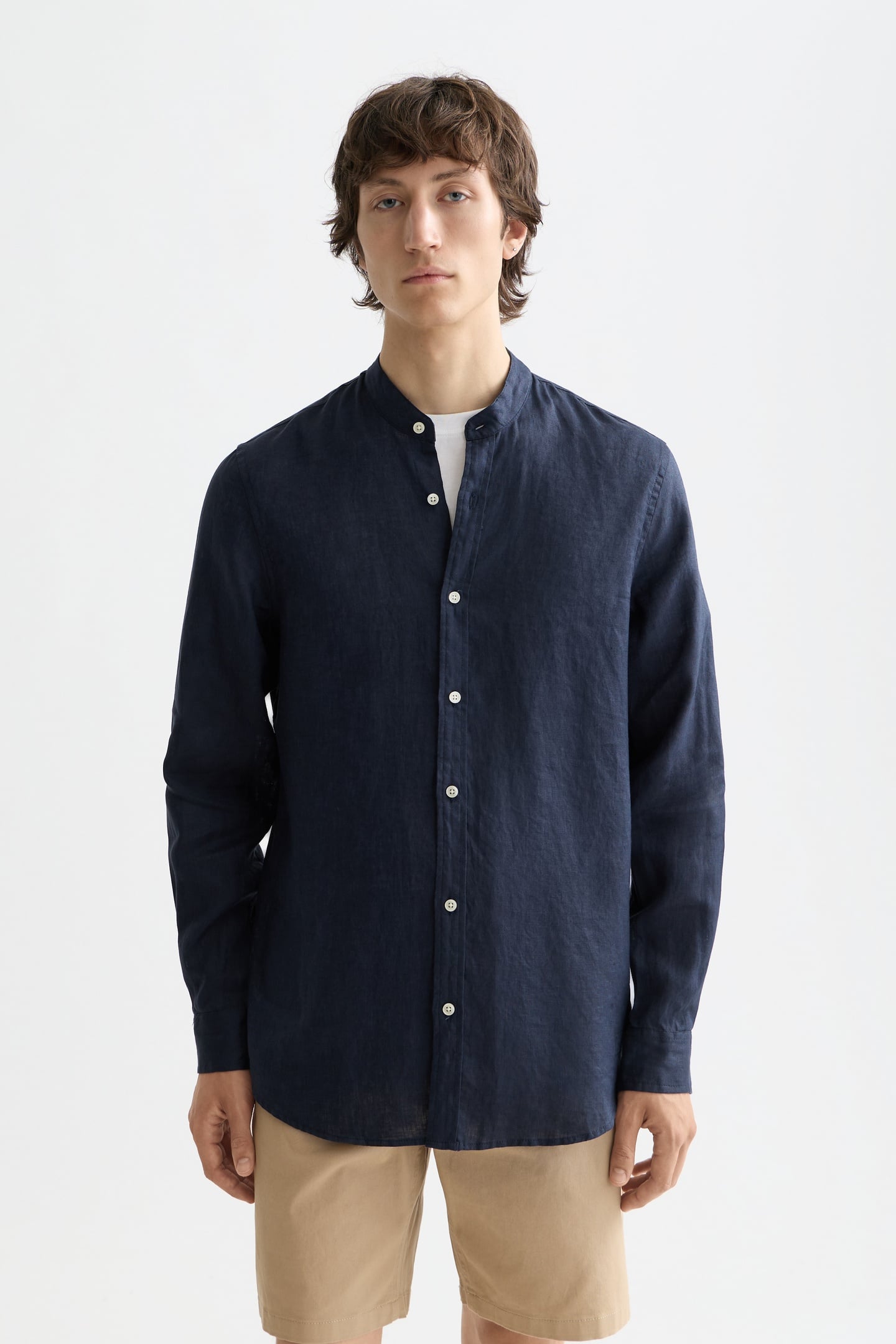 CORE - LINEN SHIRT LS STAND UP COLLAR NIGHT 3