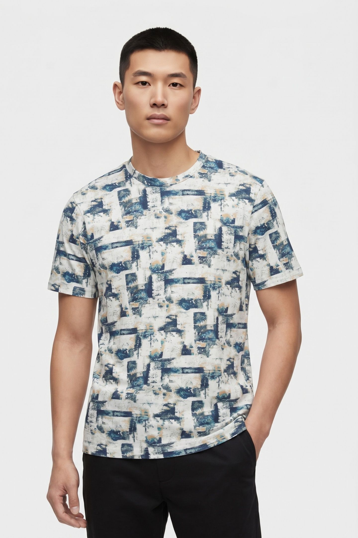 T-SHIRT CREWNECK ALLOVER PRINTED BLUE 1