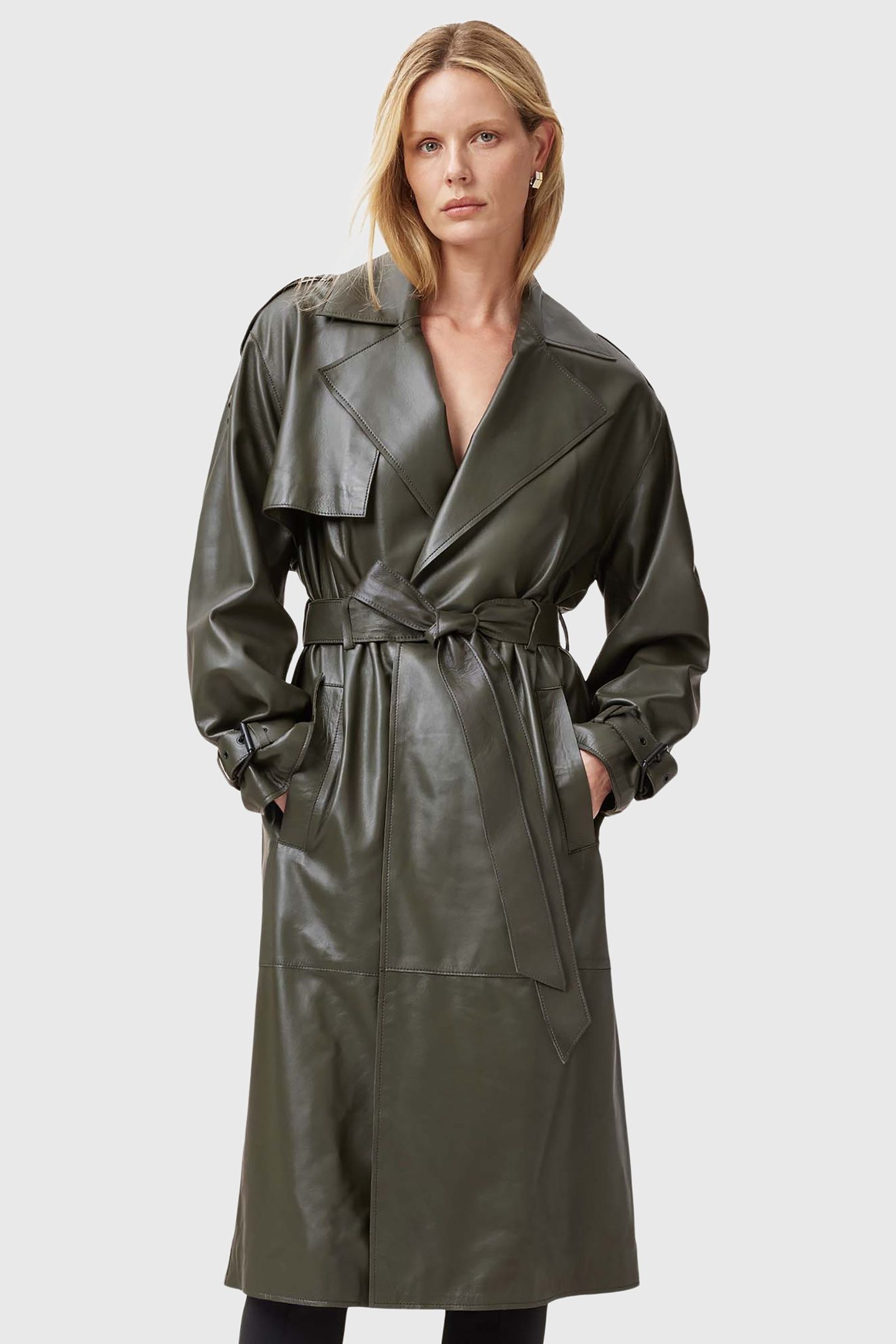 INEZ TRENCH KHAKI GREEN 1