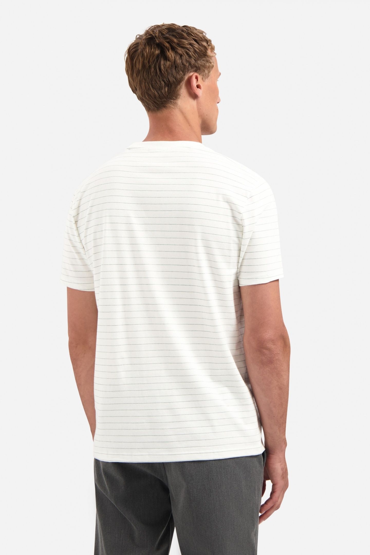 T-SHIRT CREWNECK YARN DYED PIN STRIPE OFFWHITE 4