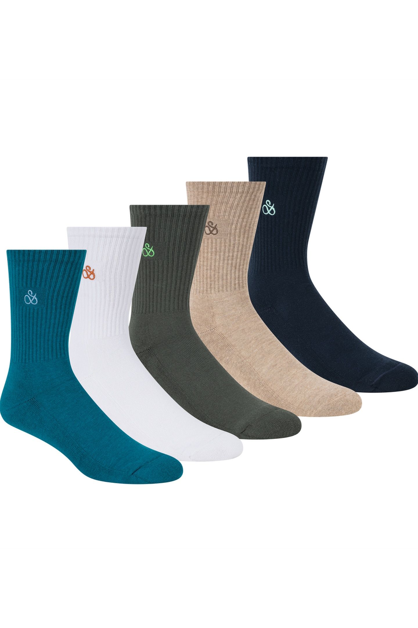 5PK MENS 1/2 TERRY COTTON BLEND GIFT SET BOX MEDIUM GREEN 1