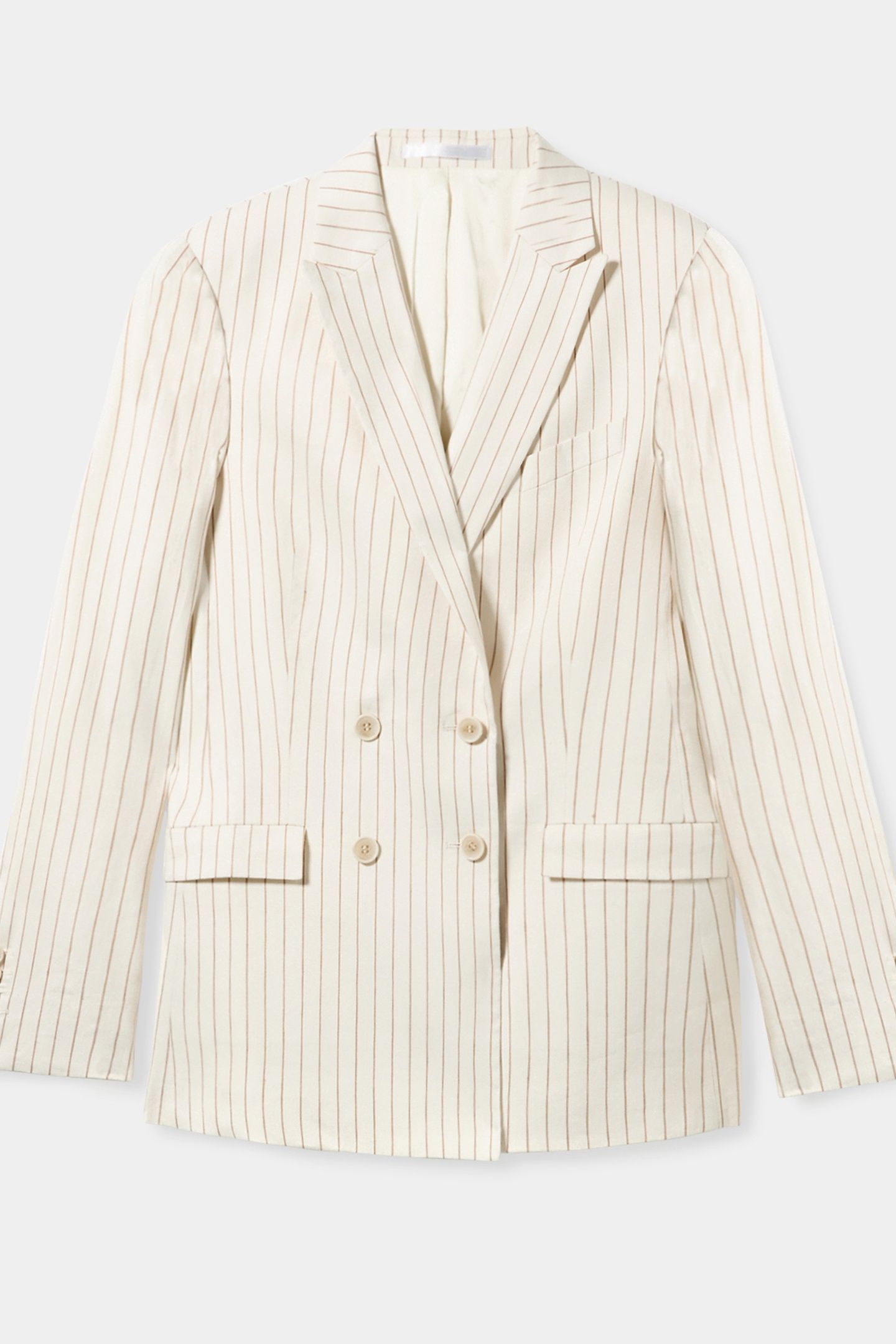 PINSTRIPE LINEN BLEND DOUBLE-BREASTED BLAZER WHITE 7