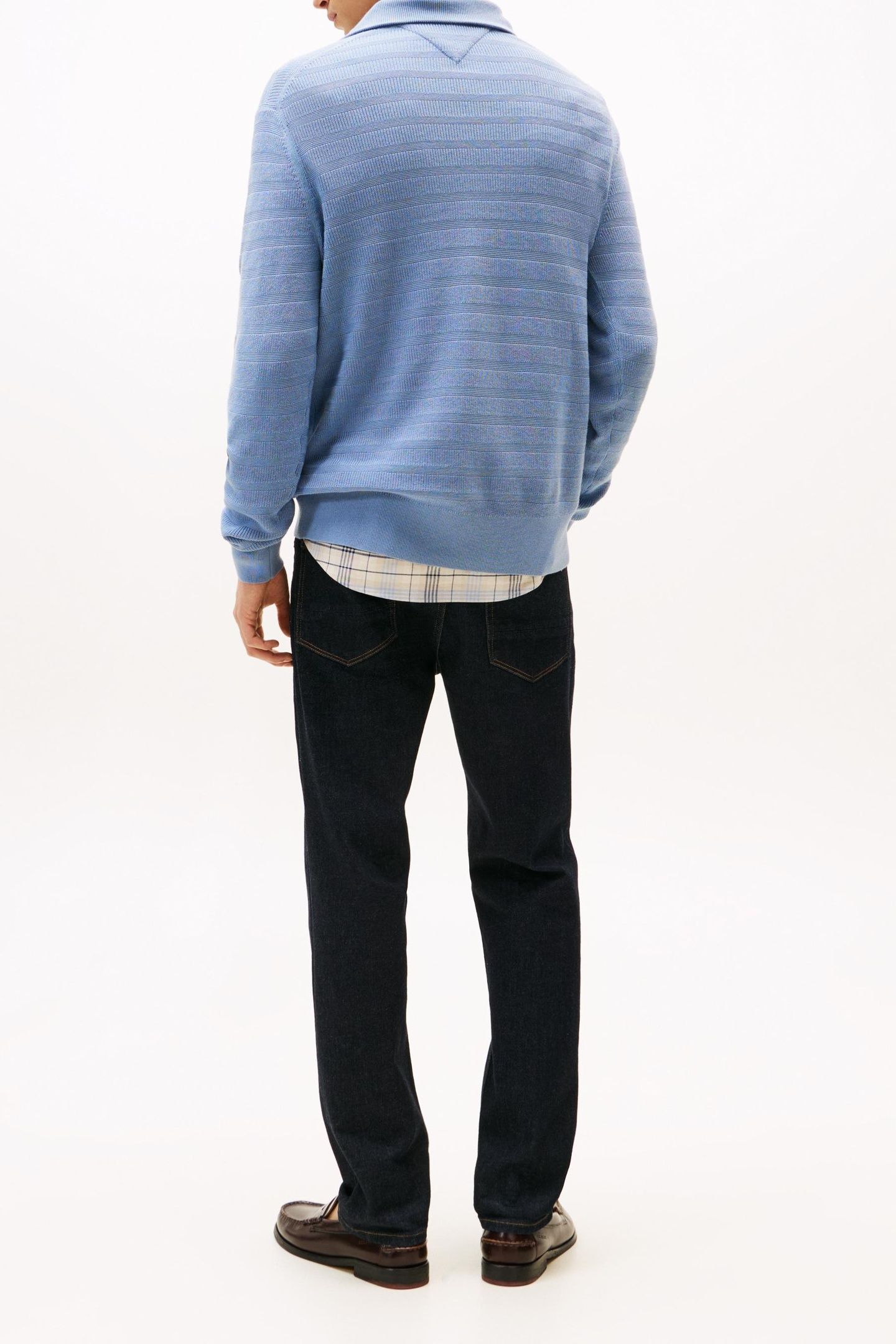 STRIPE STRUCTURE ZIP SWEATER BRISK BLUE 3