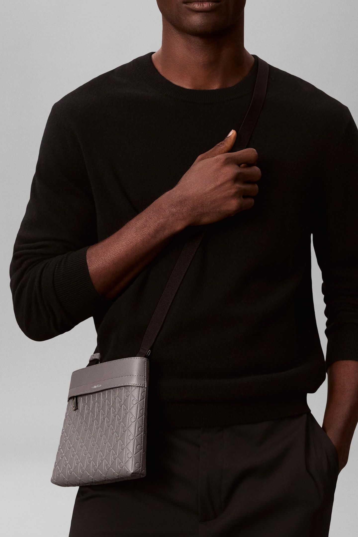 EMBLEM EMBOSS SLING BAG CHARCOAL GRAY 1