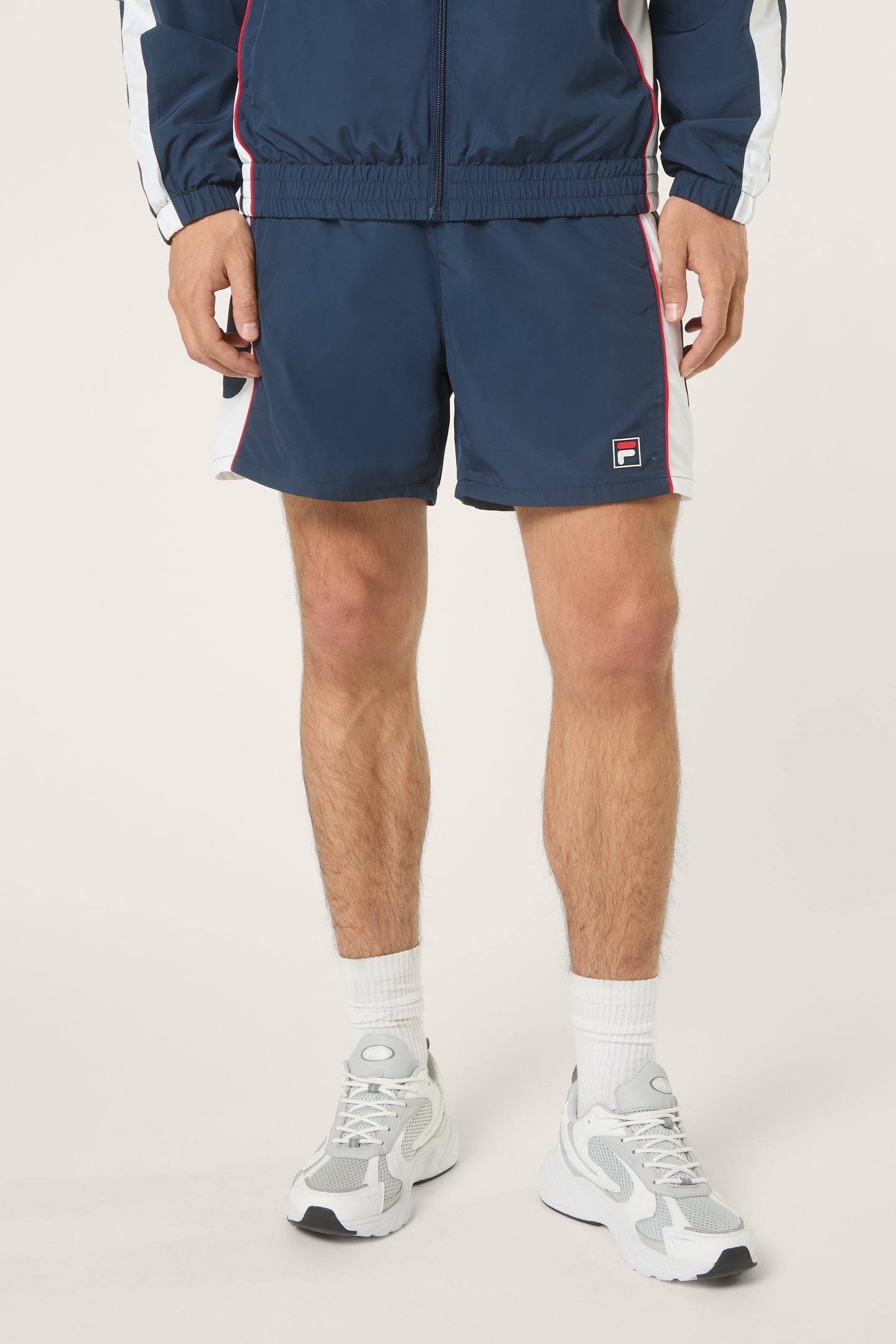 PISTOIA LOOSE BLOCKED WOVEN SHORTS BLACK IRIS-BRIGHT WHITE 1