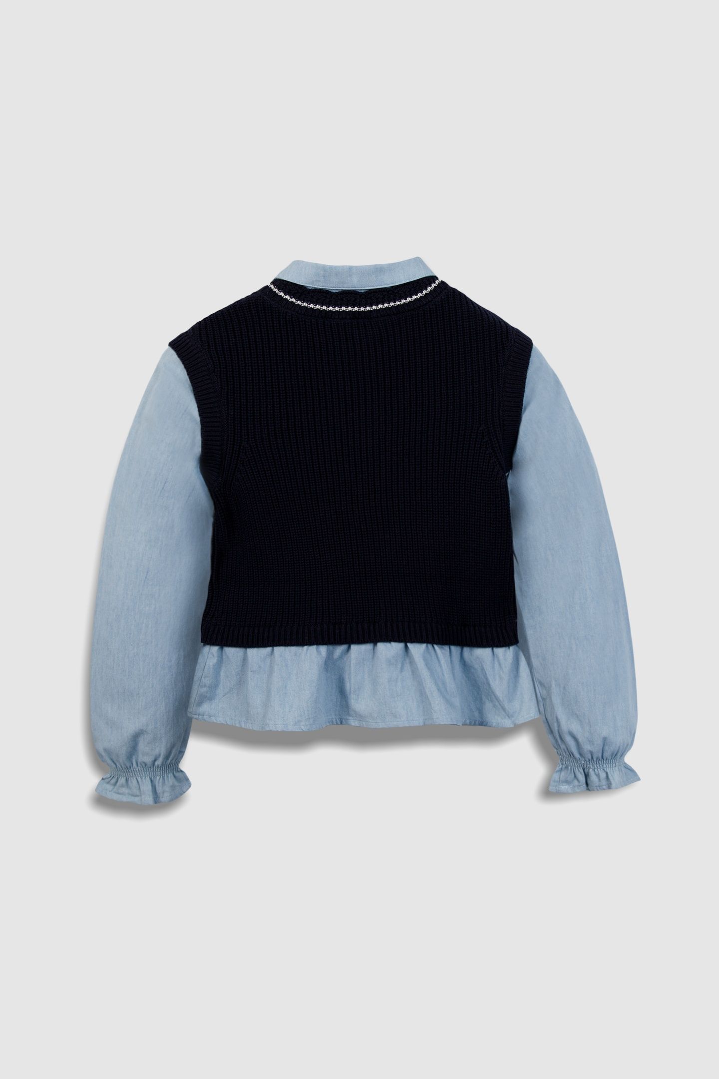 TROMPE-L'OEIL NAVY KNIT SWEATER SHIRT 2