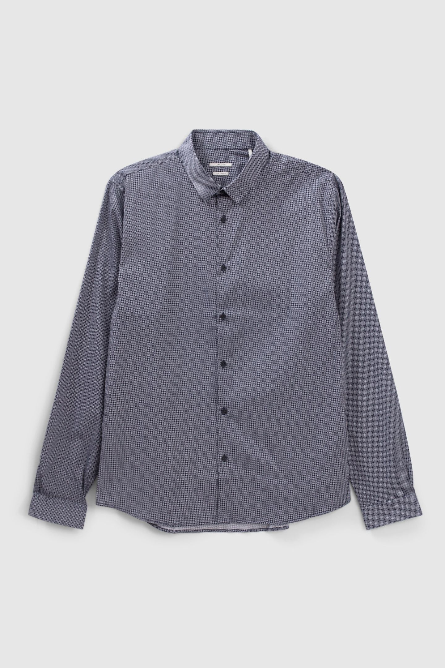 NAVY MINIMALIST PRINT EASY CARE SLIM SHIRT 5