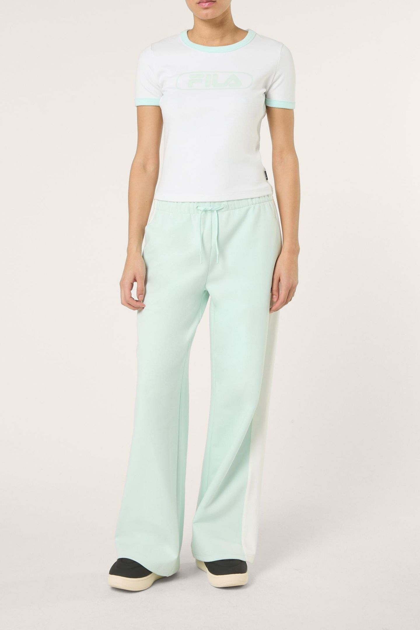 CERCINA SLIM LOGO RINGER BABY TEE BRIGHT WHITE-SOOTHING SEA 2
