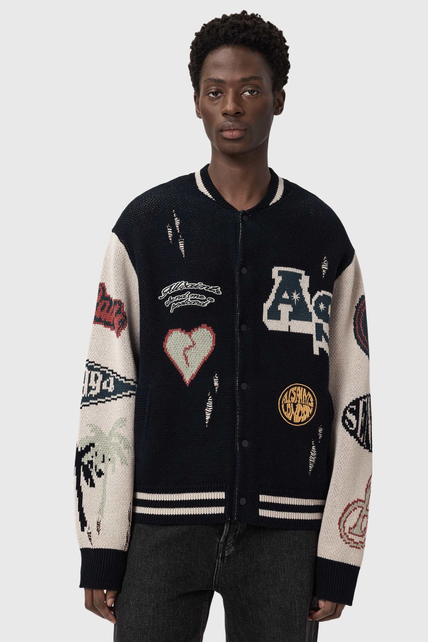 CHASE CARDIGAN BLACK/ECRU WHITE 1