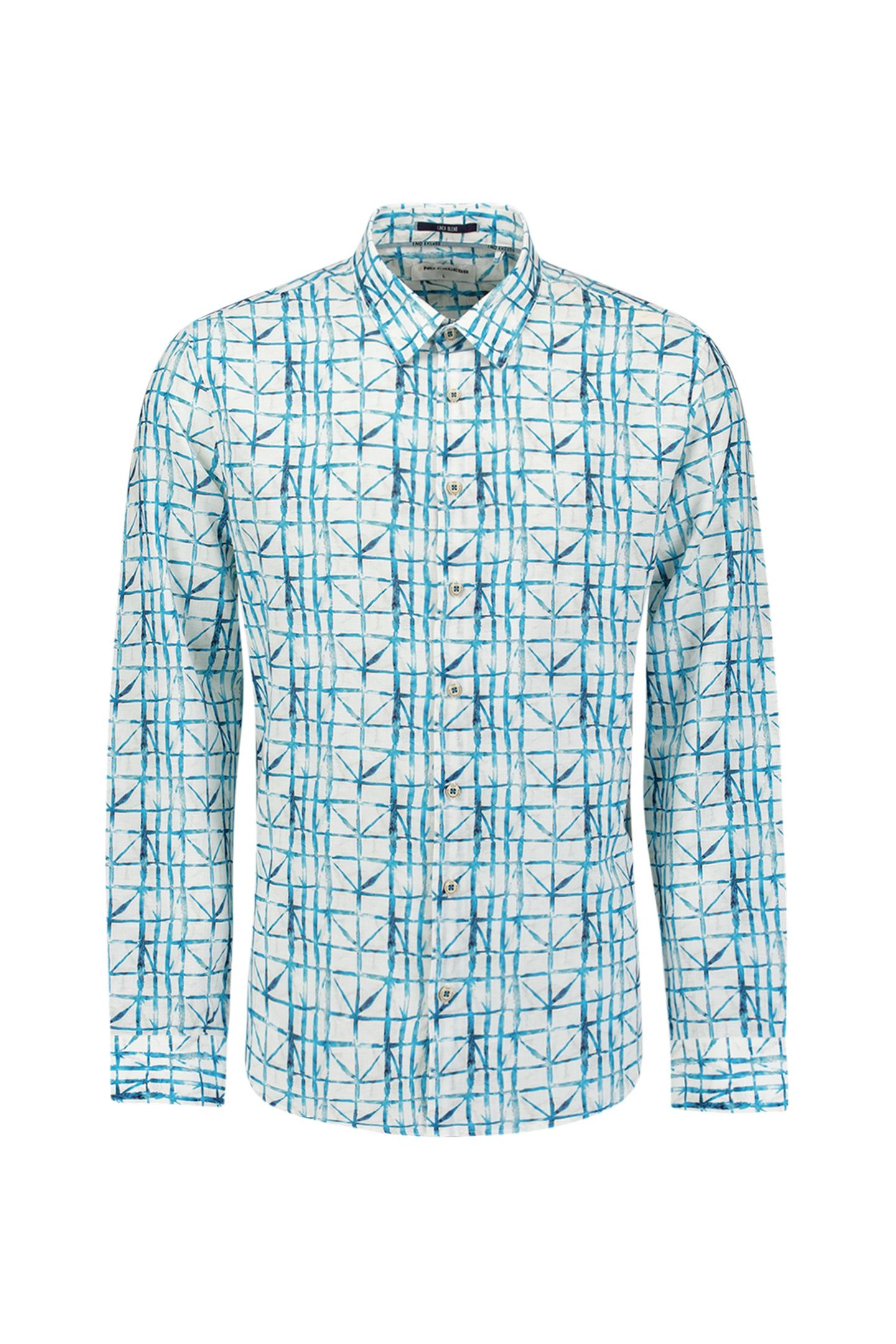 SHIRT ALLOVER PRINTED WITH LINEN SEABLUE 1