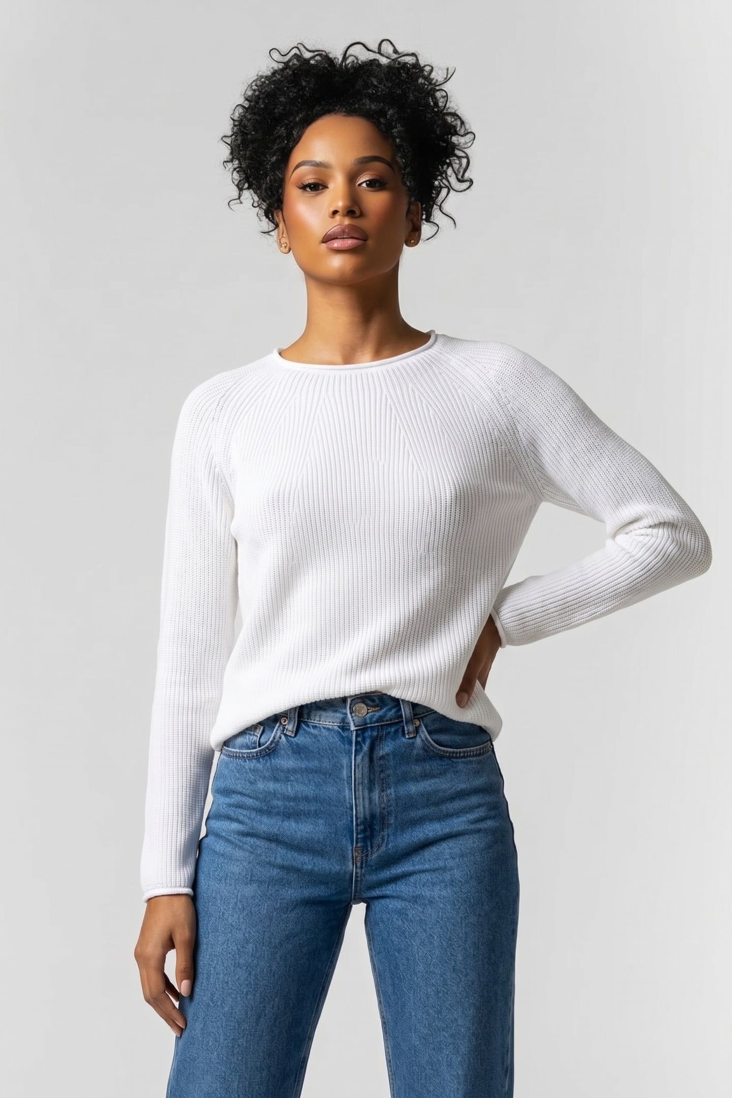 SEAMLESS CREW-NECK HALF CARDIGAN PEARL WHITE 1
