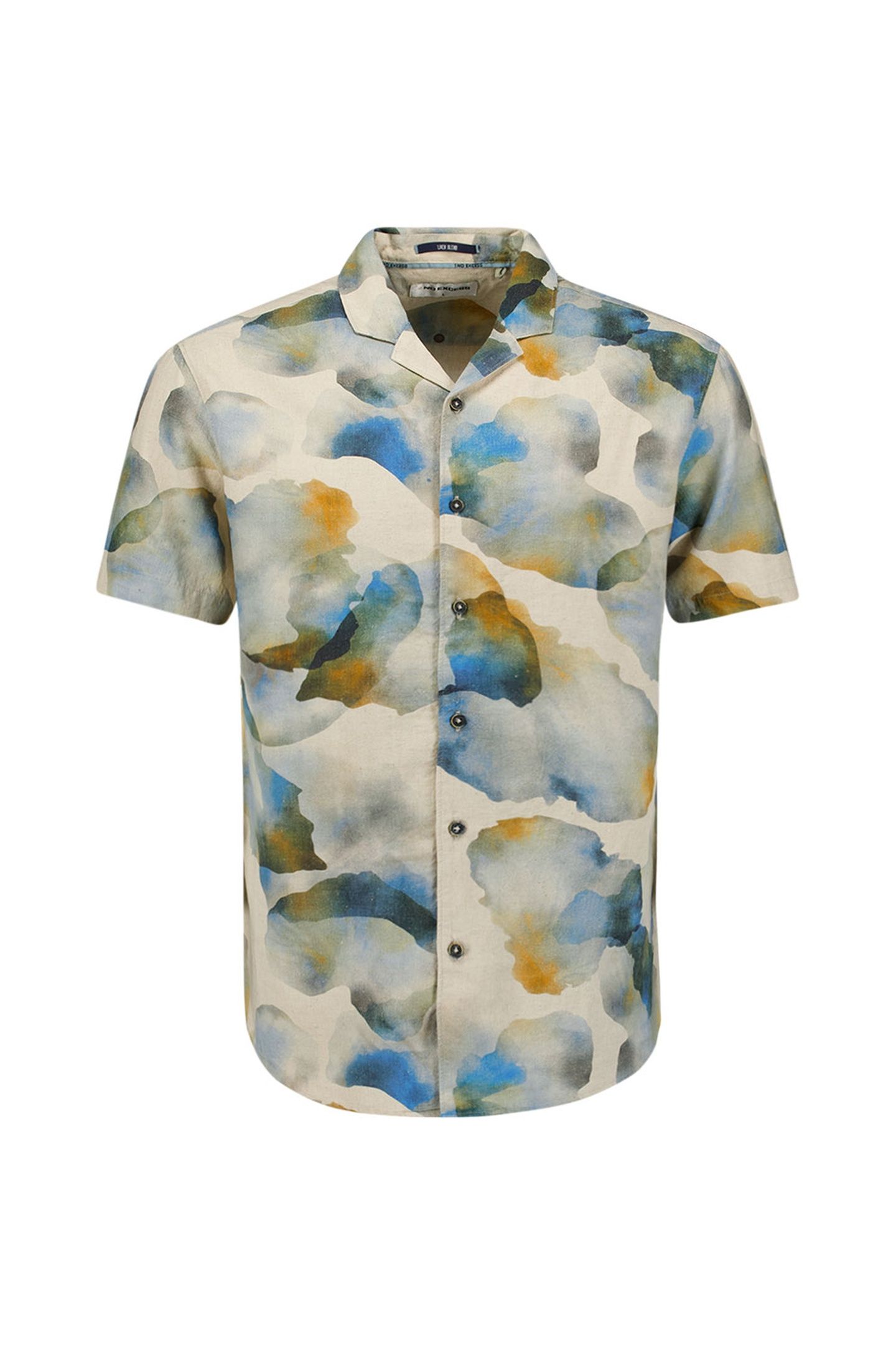 SHIRT SHORT SLEEVE REVERS COLLAR ALLOVER PRINTED WITH LINEN 4