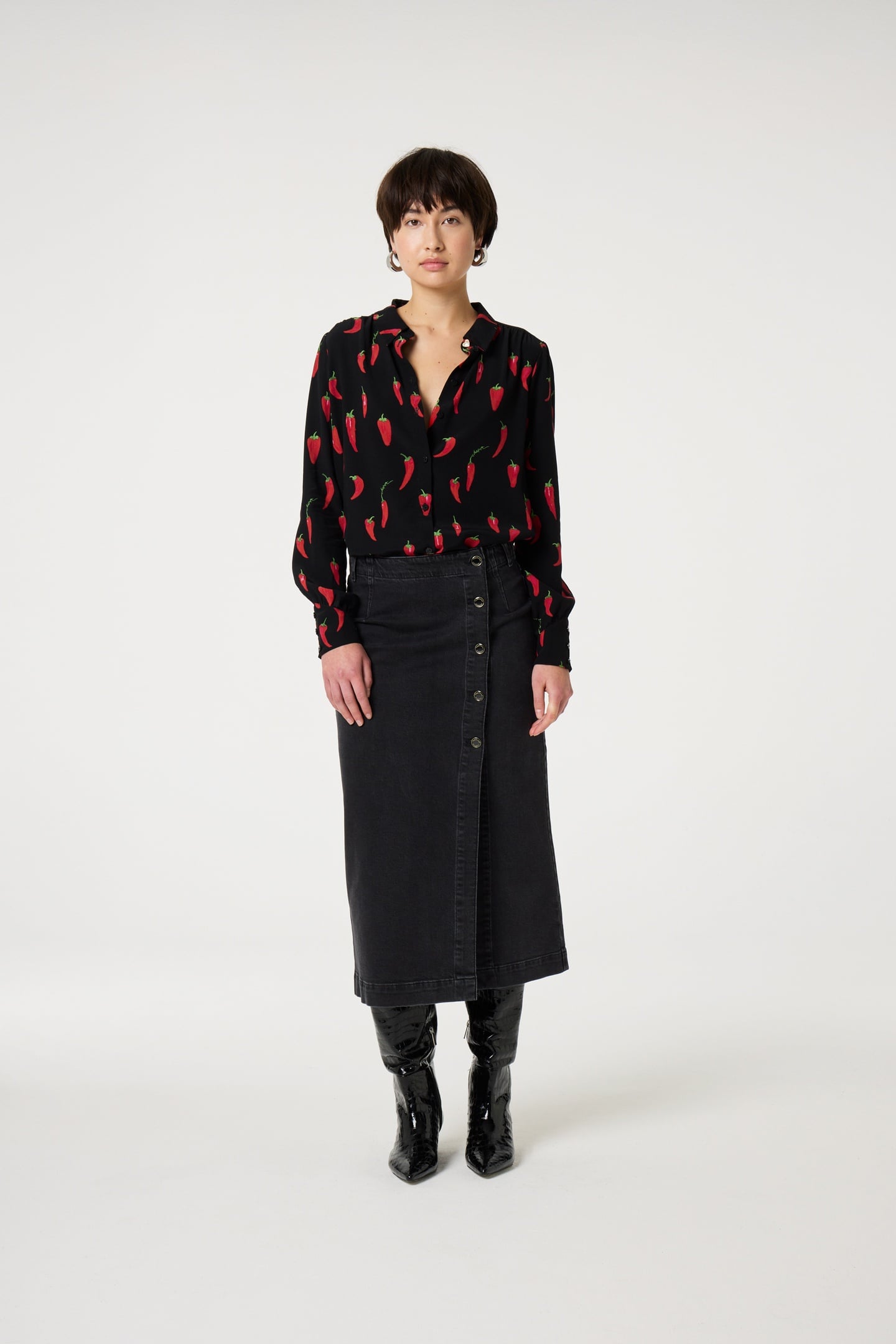 COCO BLOUSE BLACK/RED HOT CHILLI 2