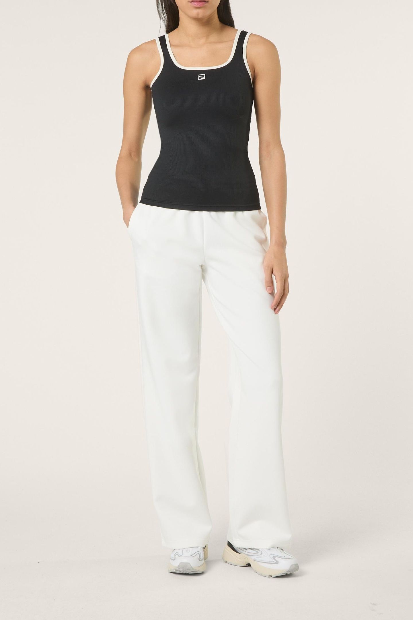 MAIANO SLIM LOGO RIB TANK TOP BLACK 2