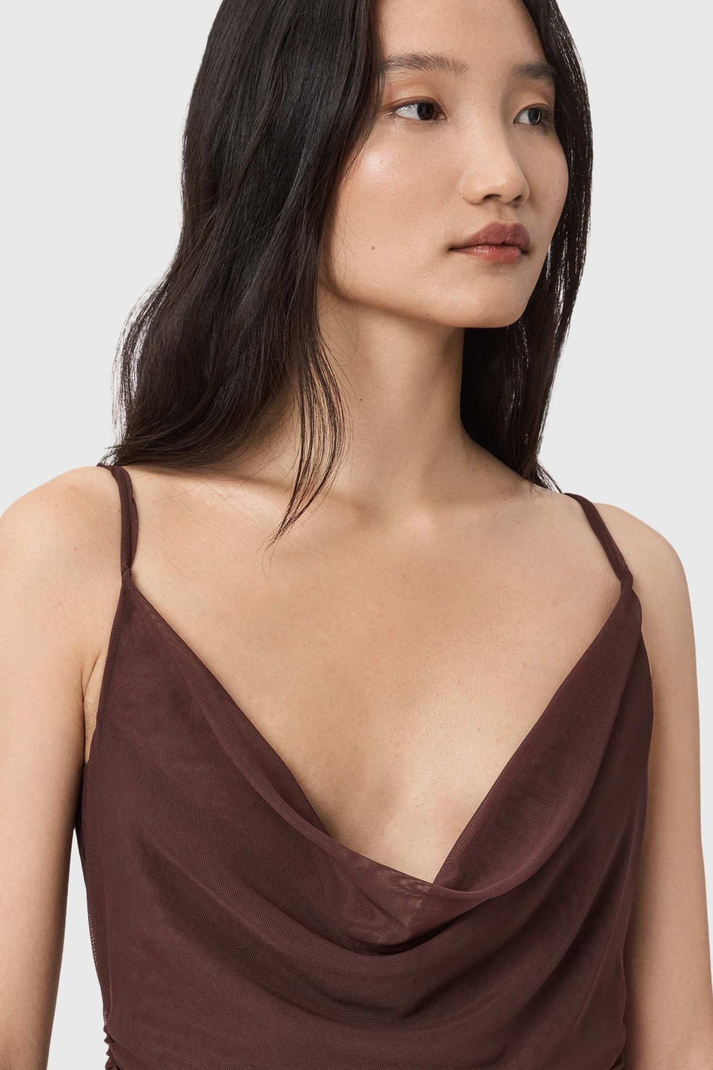 BEA MESH MIDI DRESS BITTER BROWN 5