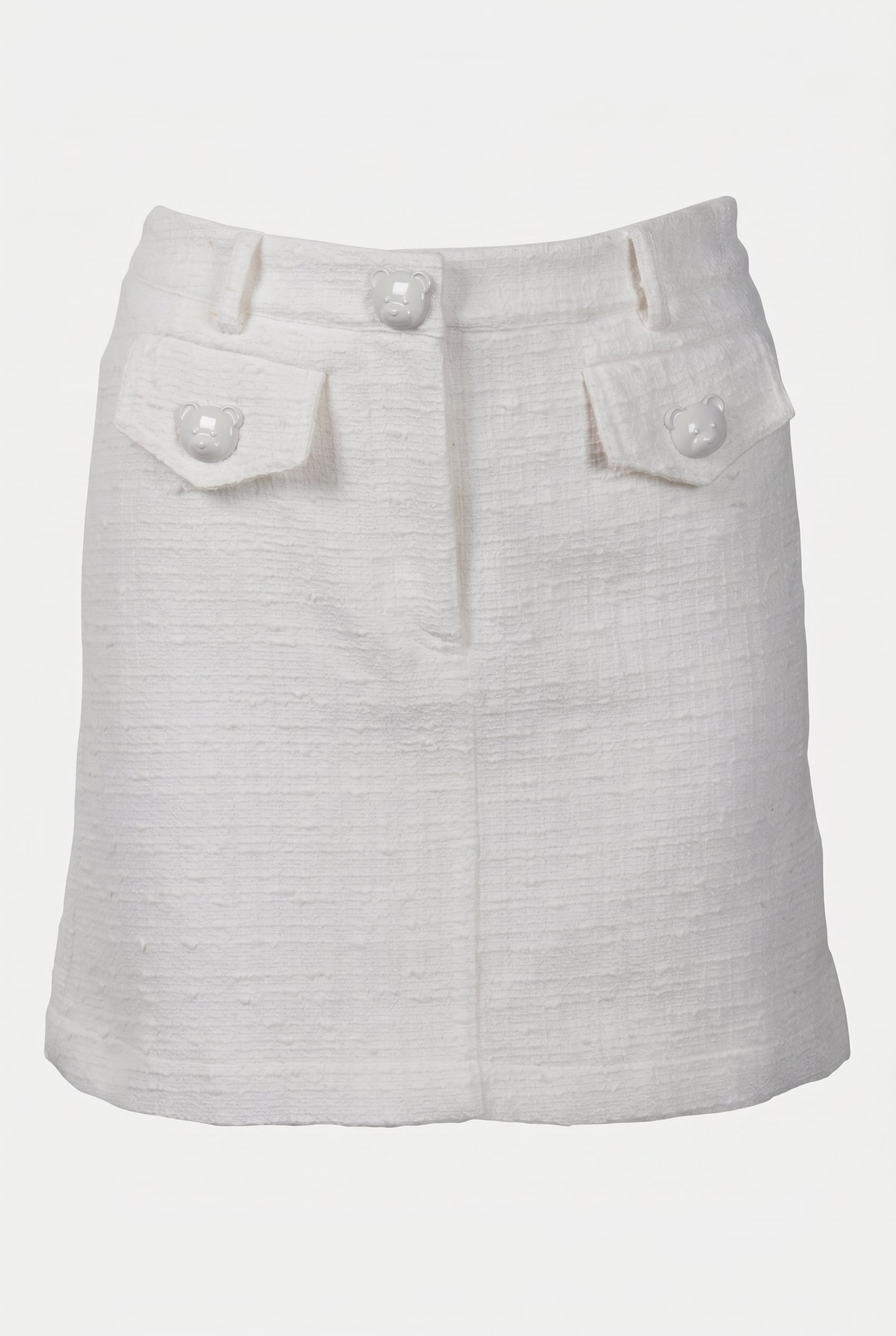 TEDDY BUTTONS TWEED MINI SKIRT WHITE 3