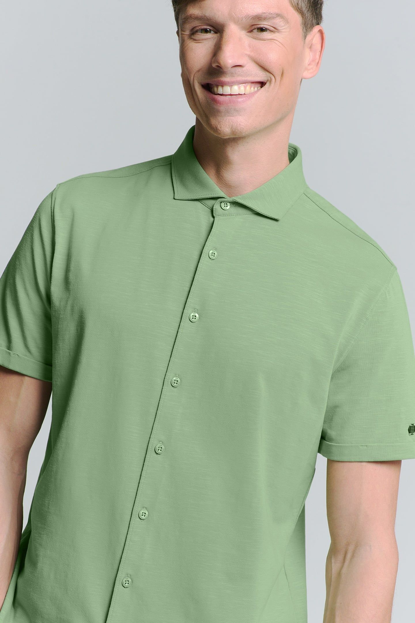 SHIRT SHORT SLEEVE SLUB JERSEY STRETCH GREEN 2