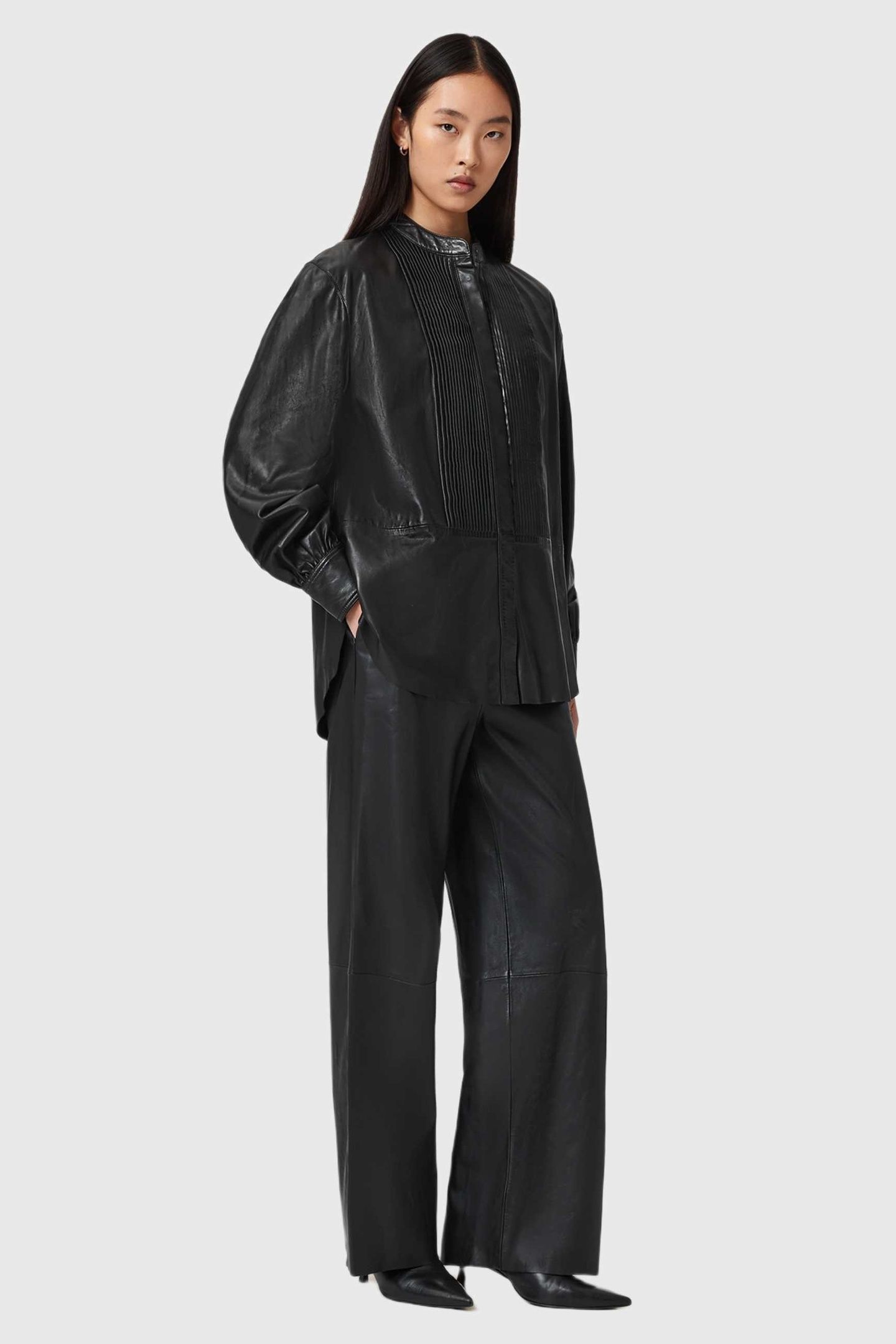 SARA PLEAT SHIRT BLACK 2