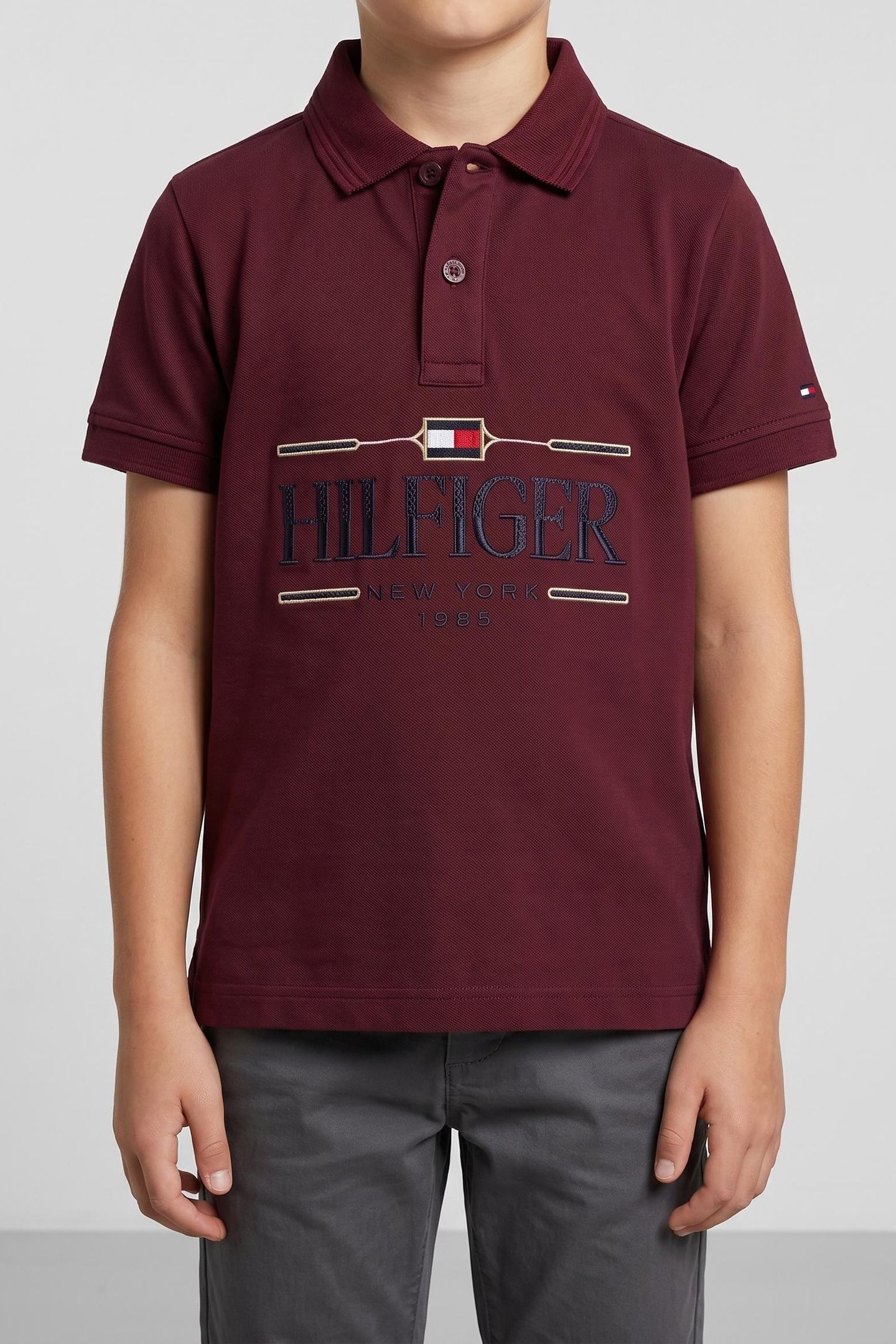 BOYS TOMMY ICONS POLO DEEP ROUGE 1