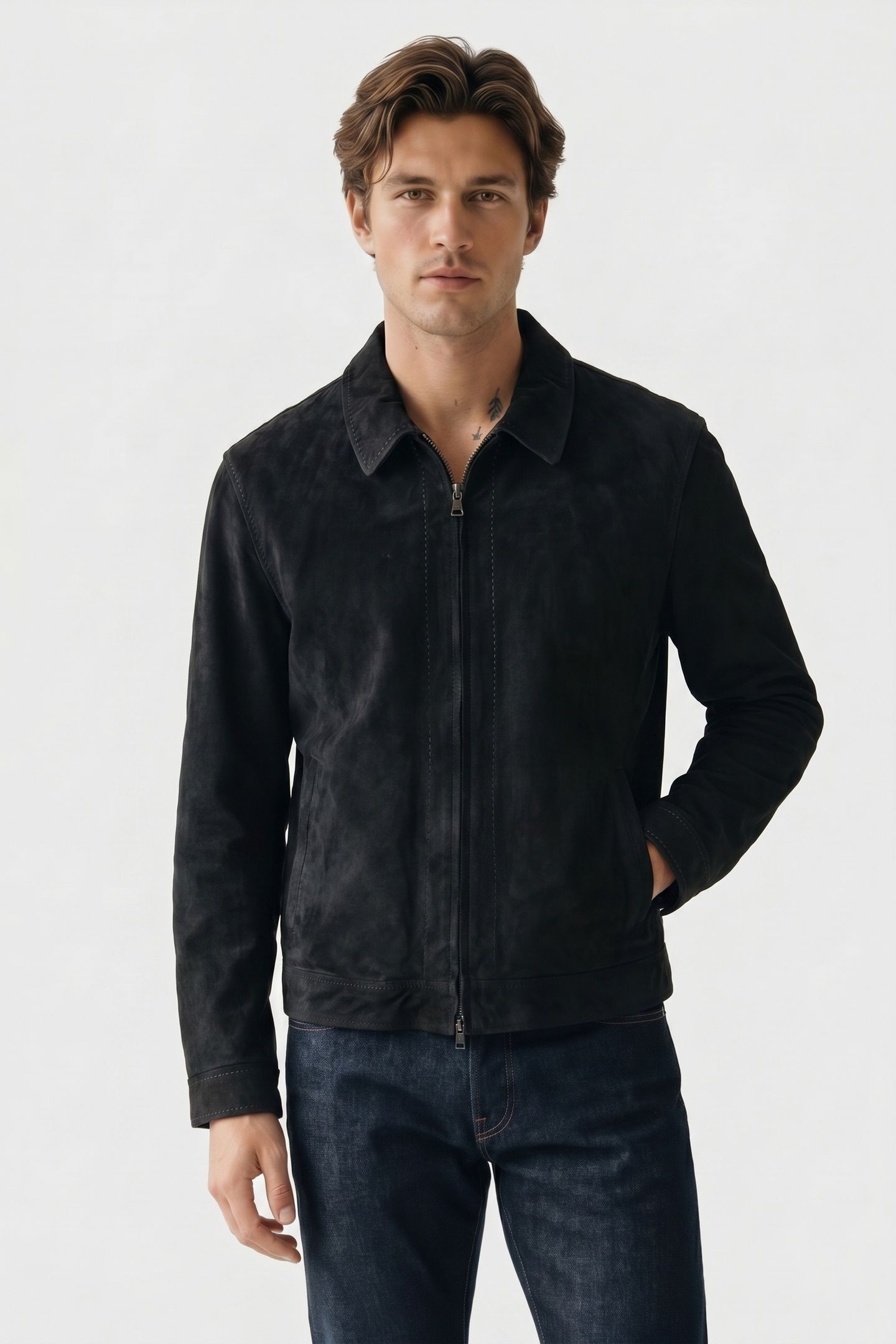 DUNDY JACKET - ZIP CLOSURE VELVET JACKET CHARCOAL 1