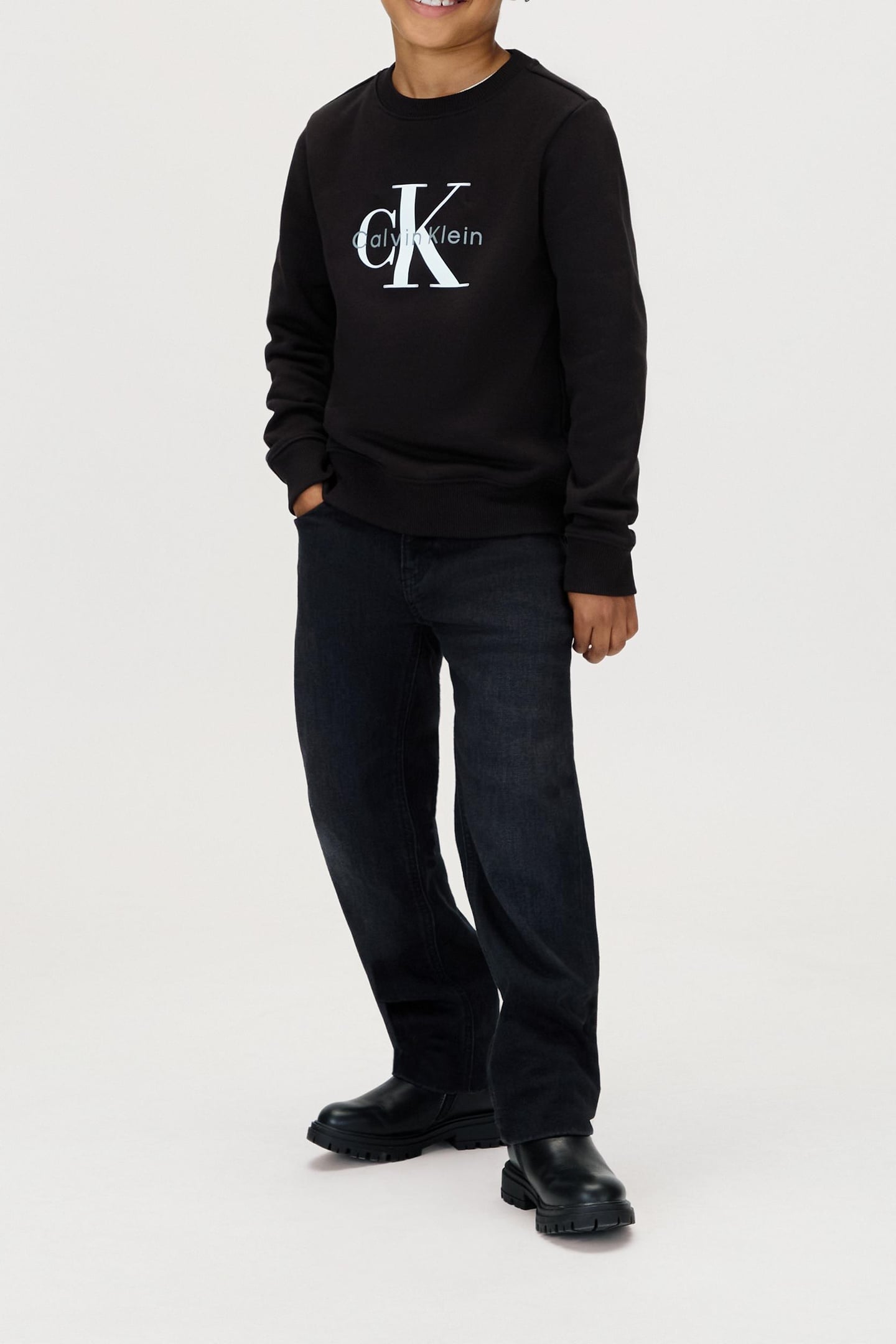 UNISEX MONOGRAM TERRY CREWNECK CK BLACK 1