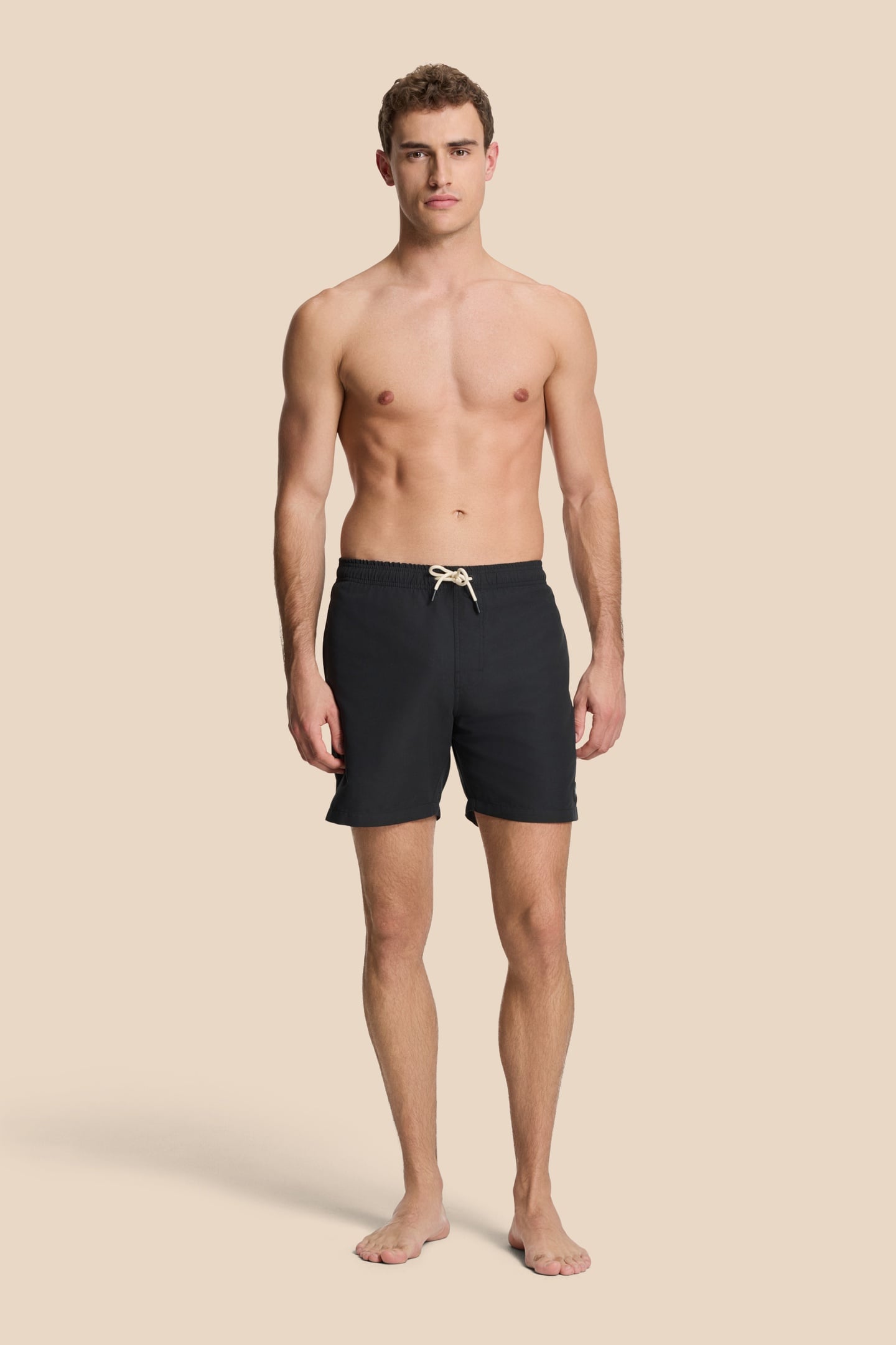 MEN MIKE SWIM SHORTS 7 INCH SOLID BLACK 1