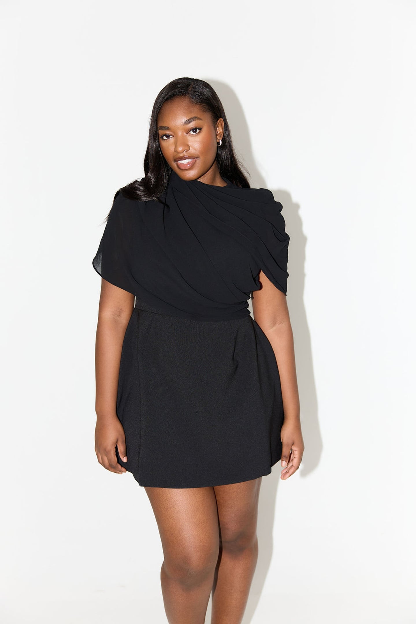 GATHERED MINI DRESS BLACK 5