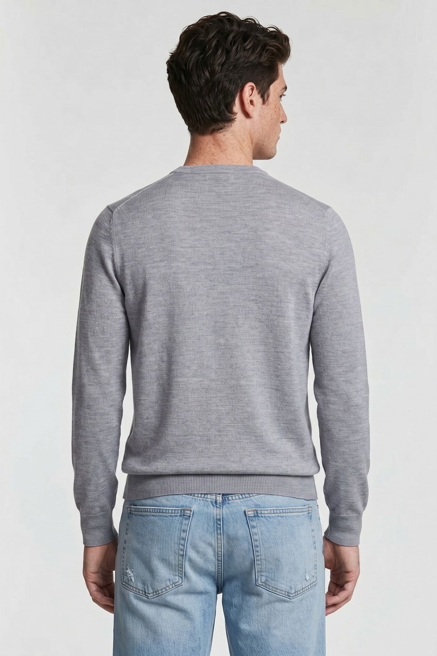 MERINO WOOL CREW-NECK SWEATER MID GREY 2