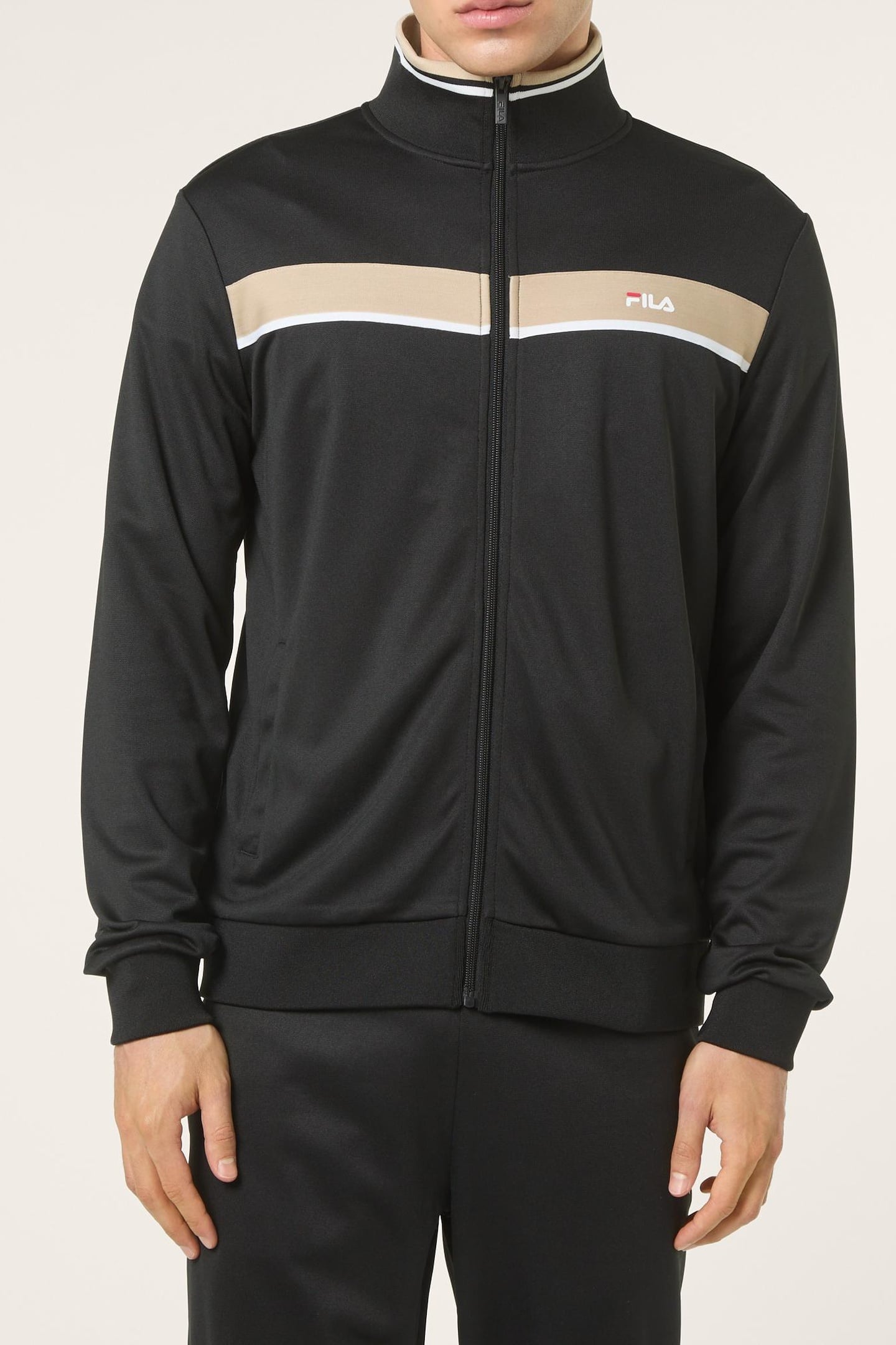SAGANO REGULAR TAPED TRACK JACKET BLACK-WHITE PEPPER 1