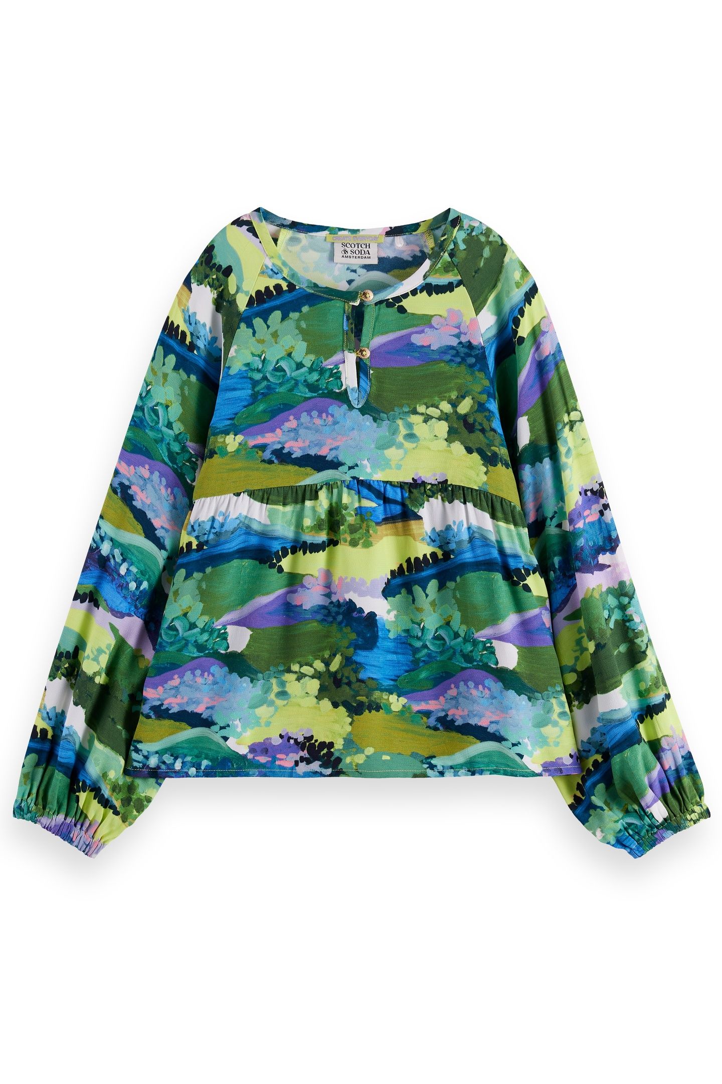 GIRL PRINTED VISCOSE TOP ARTY LANDSCAPE 1