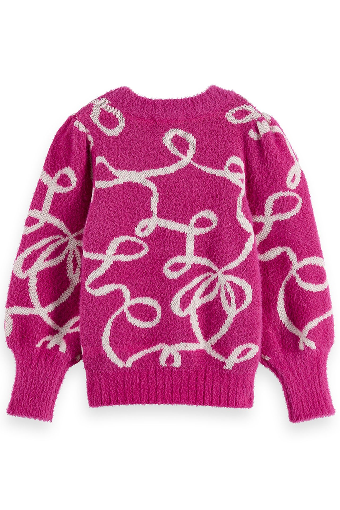 GIRL TURTLENECK INTARSIA GLITTER PULLOVER FUCHSIA RED 2