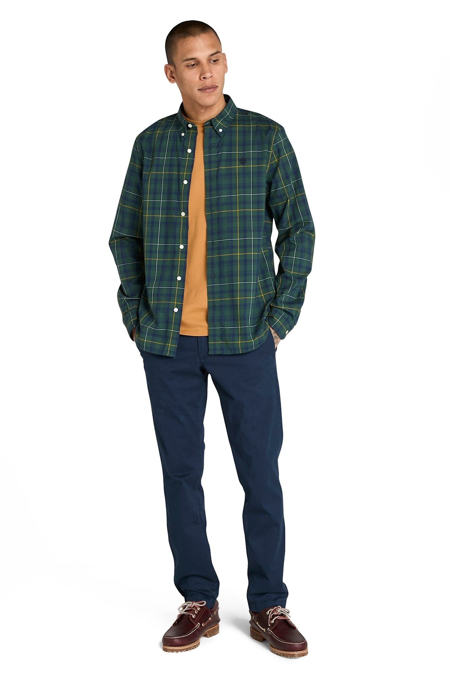 STRETCH POPLIN CHECK SHIRT GREEN GABLES 2