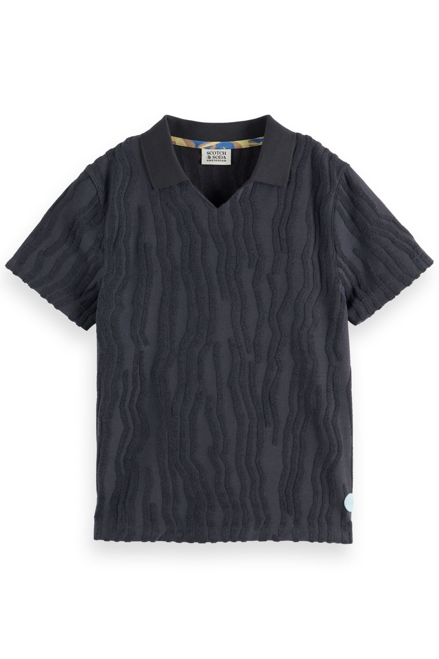 BOY TOWELLING JACQUARD POLO WASHED BLACK 1