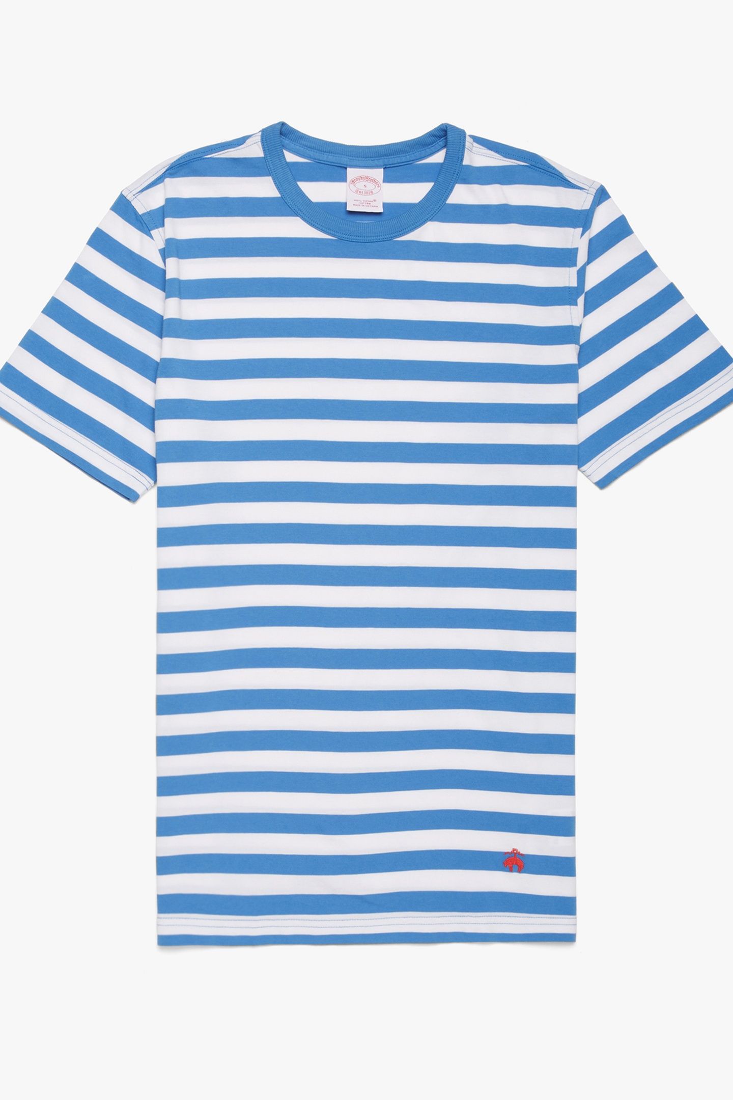 SUPIMA COTTON SLIM STRIPED T-SHIRT OPEN BLUE 4