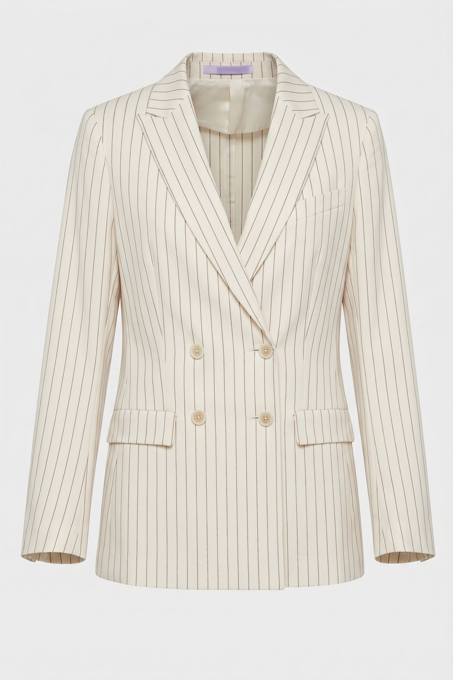 PINSTRIPE LINEN BLEND DOUBLE-BREASTED BLAZER WHITE 3