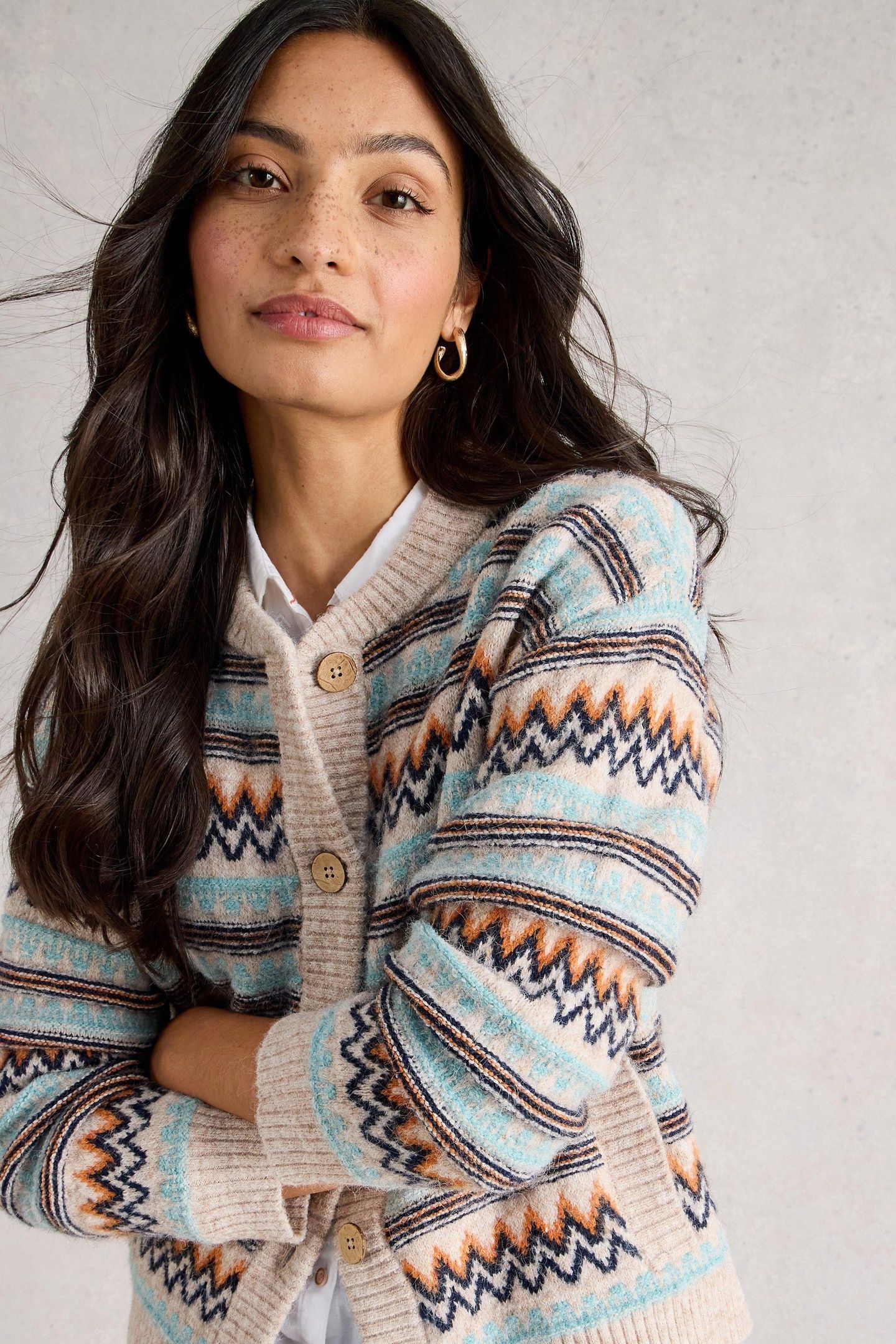 GEORGINA FAIRISLE CARDI NATURAL MULTI 2