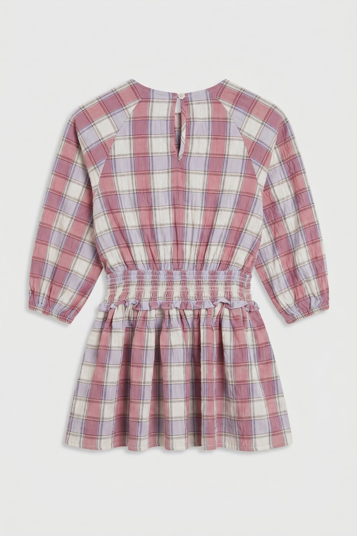 GIRLS CHECK SMOCK DRESSENTIAL LS ANCIENT WHITE CHECK 3