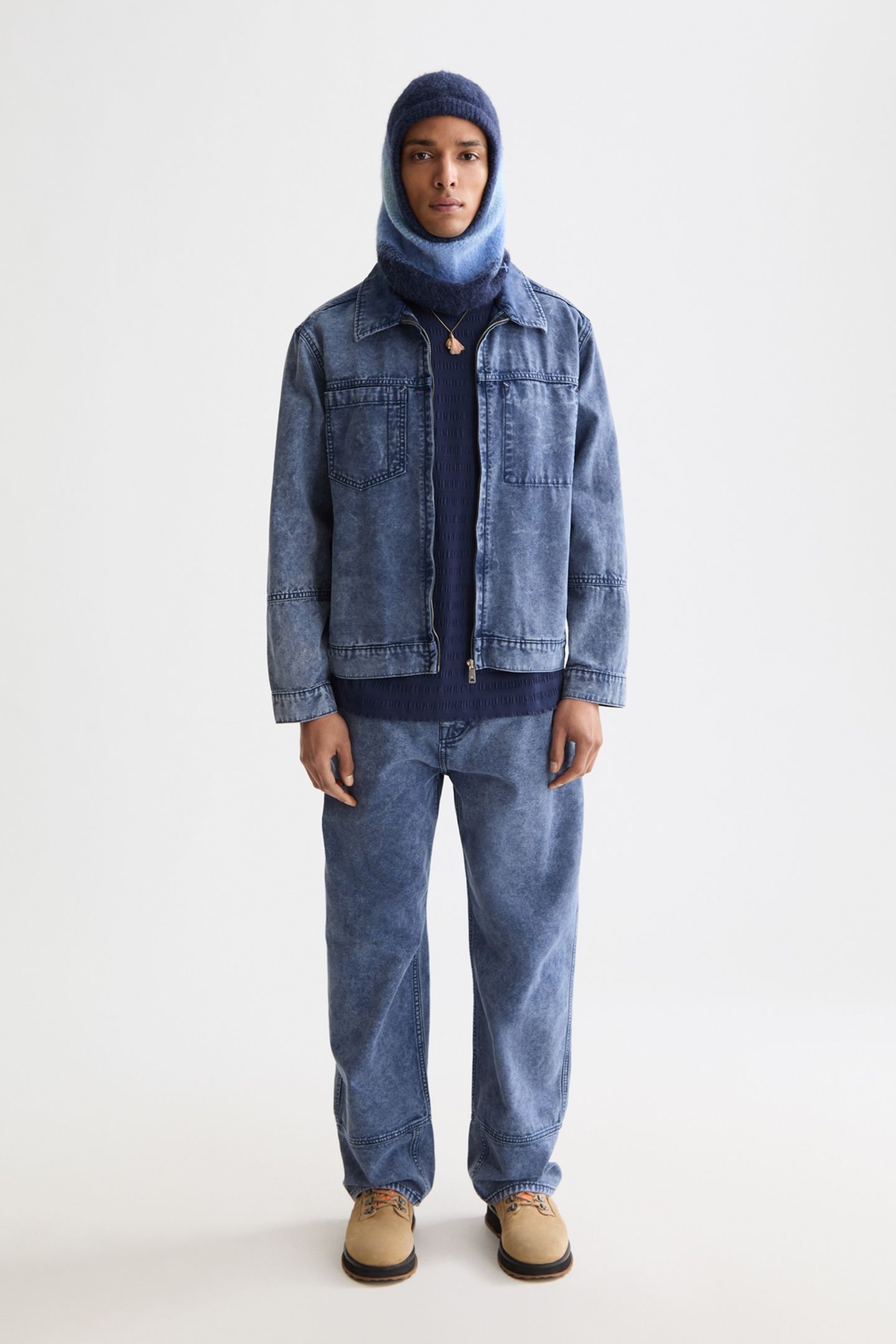 WORKWEAR BOMBER JACKET IN DENIM WASHED CANVAS NAVY 3