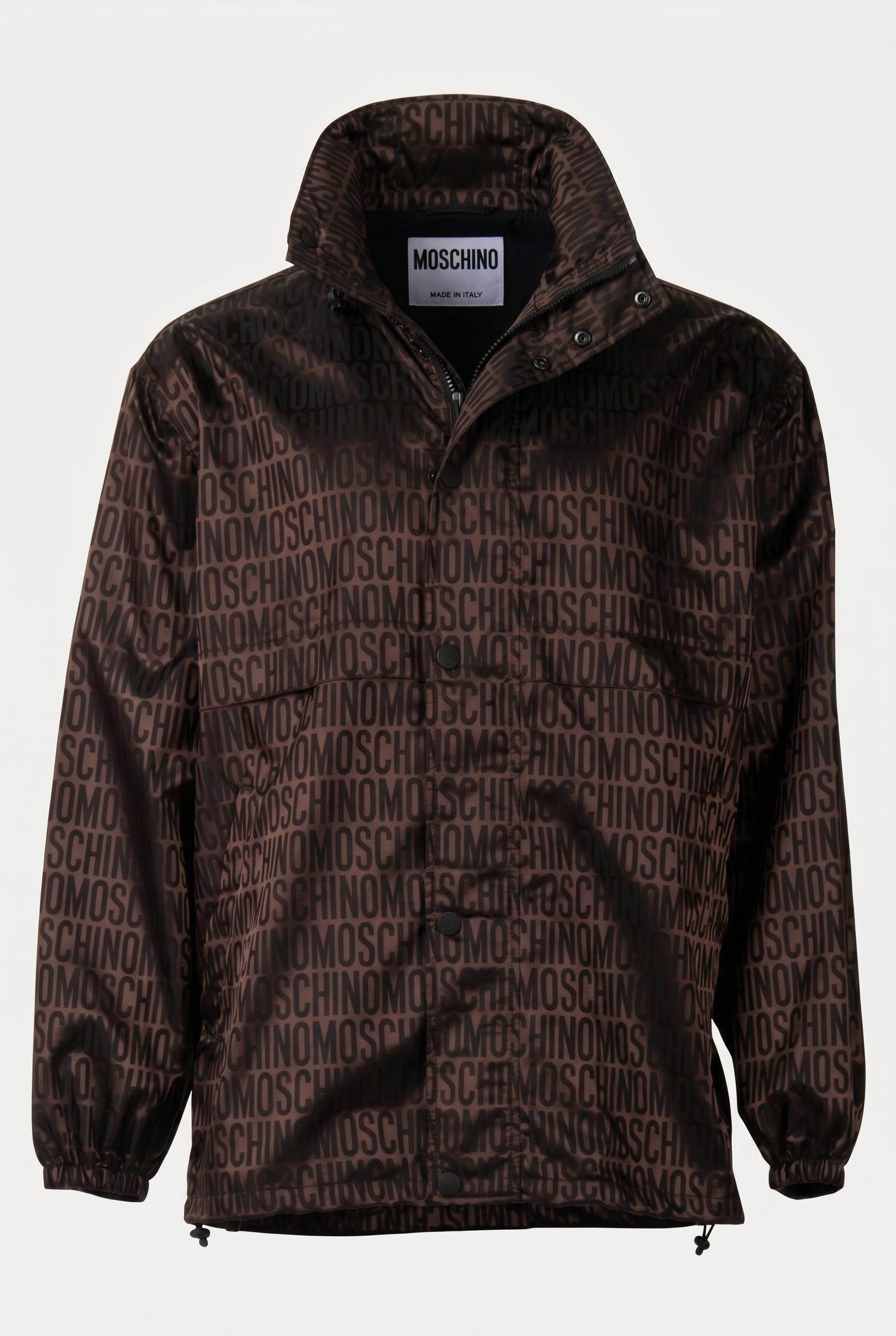 WINDBREAKER IN NYLON JACQUARD ALLOVER LOGO BROWN 3