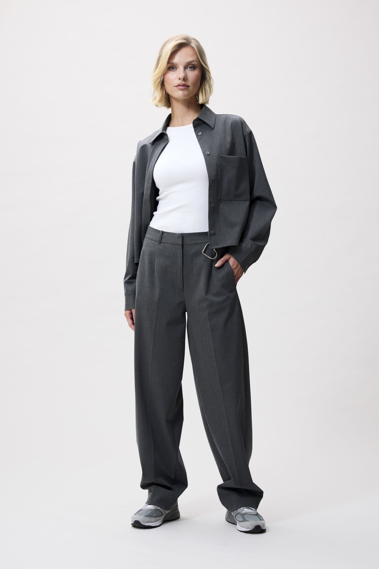 TAPERED TROUSERS DARK GREY MELANGE 1