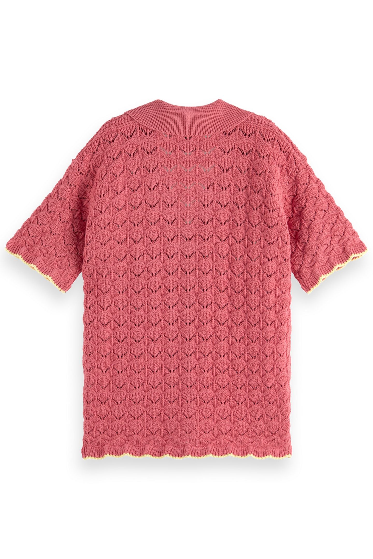 GIRL SCALLOPED KNITTED SHORT-SLEEVED SHIRT ROSE PINK 2