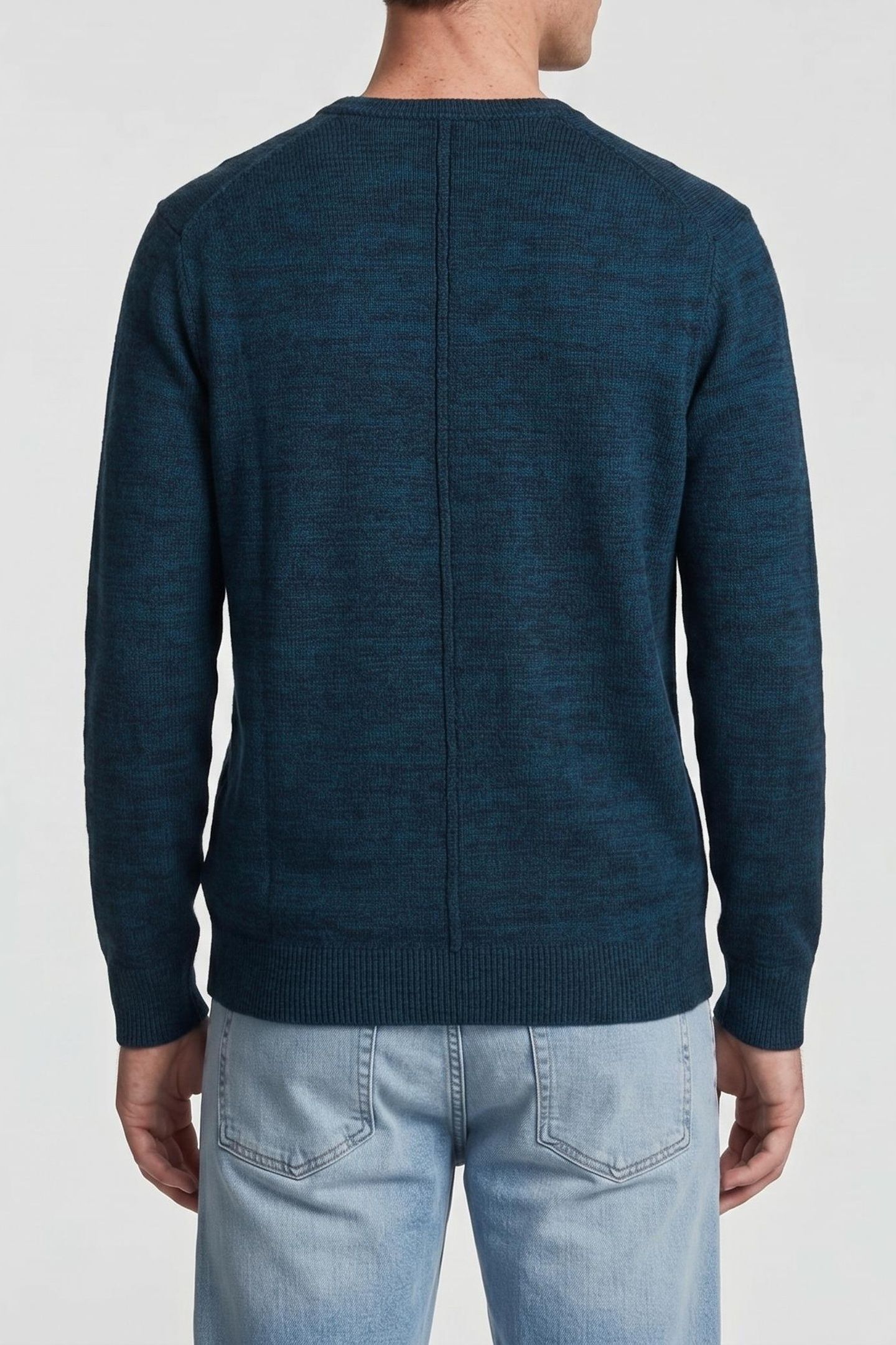 LS 100% MERINO CREW NAVY TEAL MOULINE 2