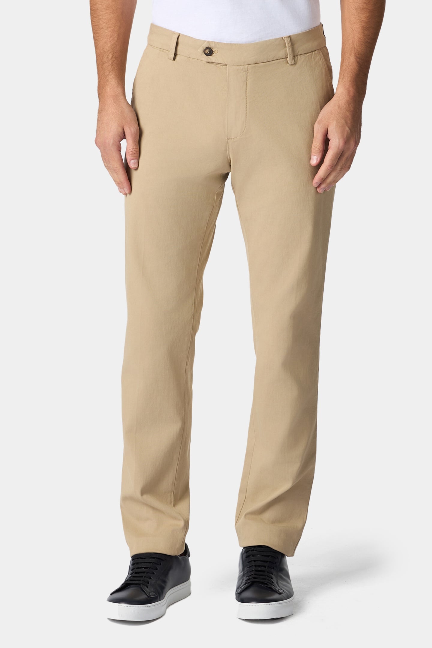 SLIM FIT WOVEN STRETCH COTTON CHINOS BEIGE 1