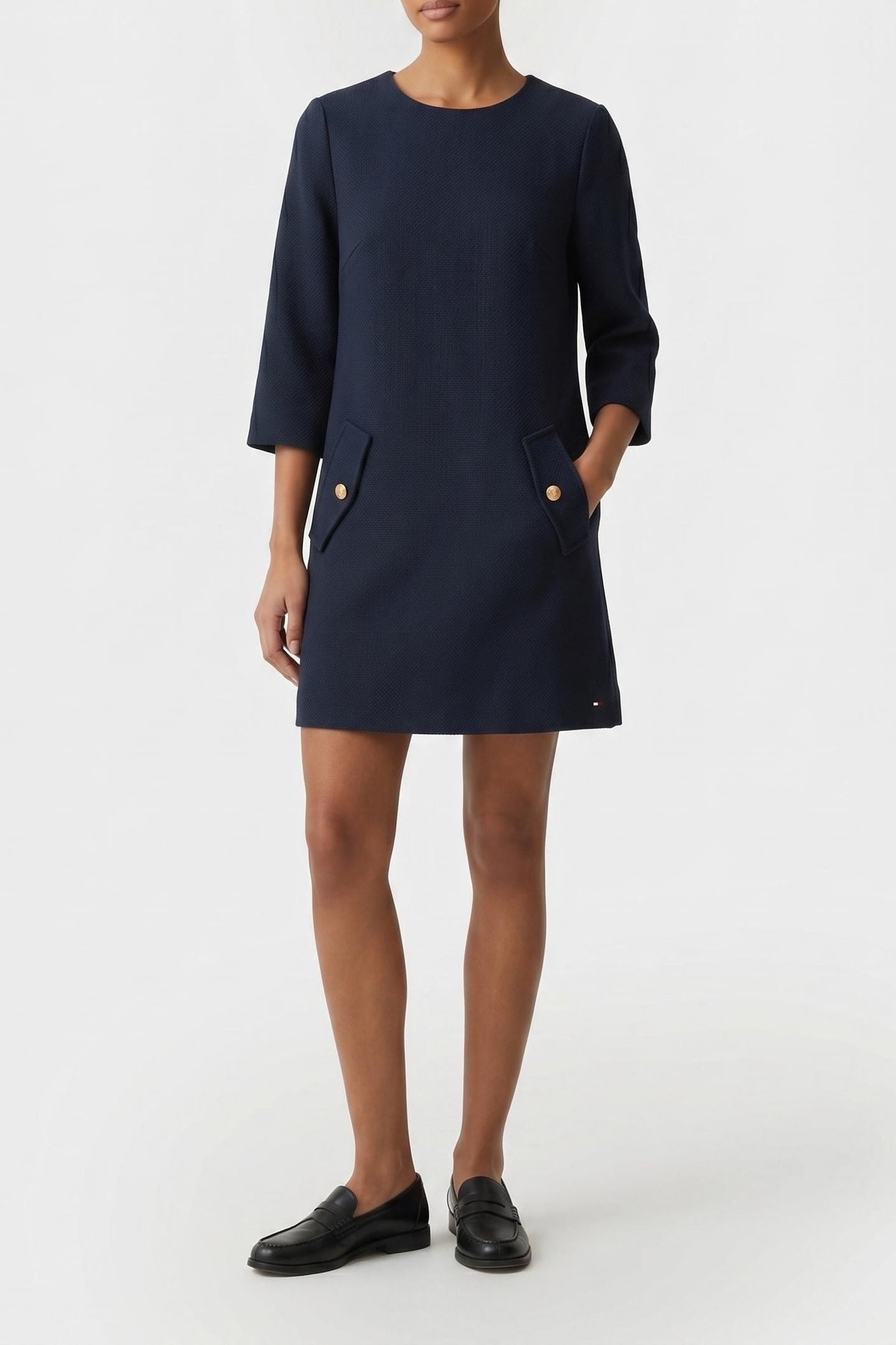 PREPPY TEXTURE MINI DRESS DARK NIGHT NAVY 1