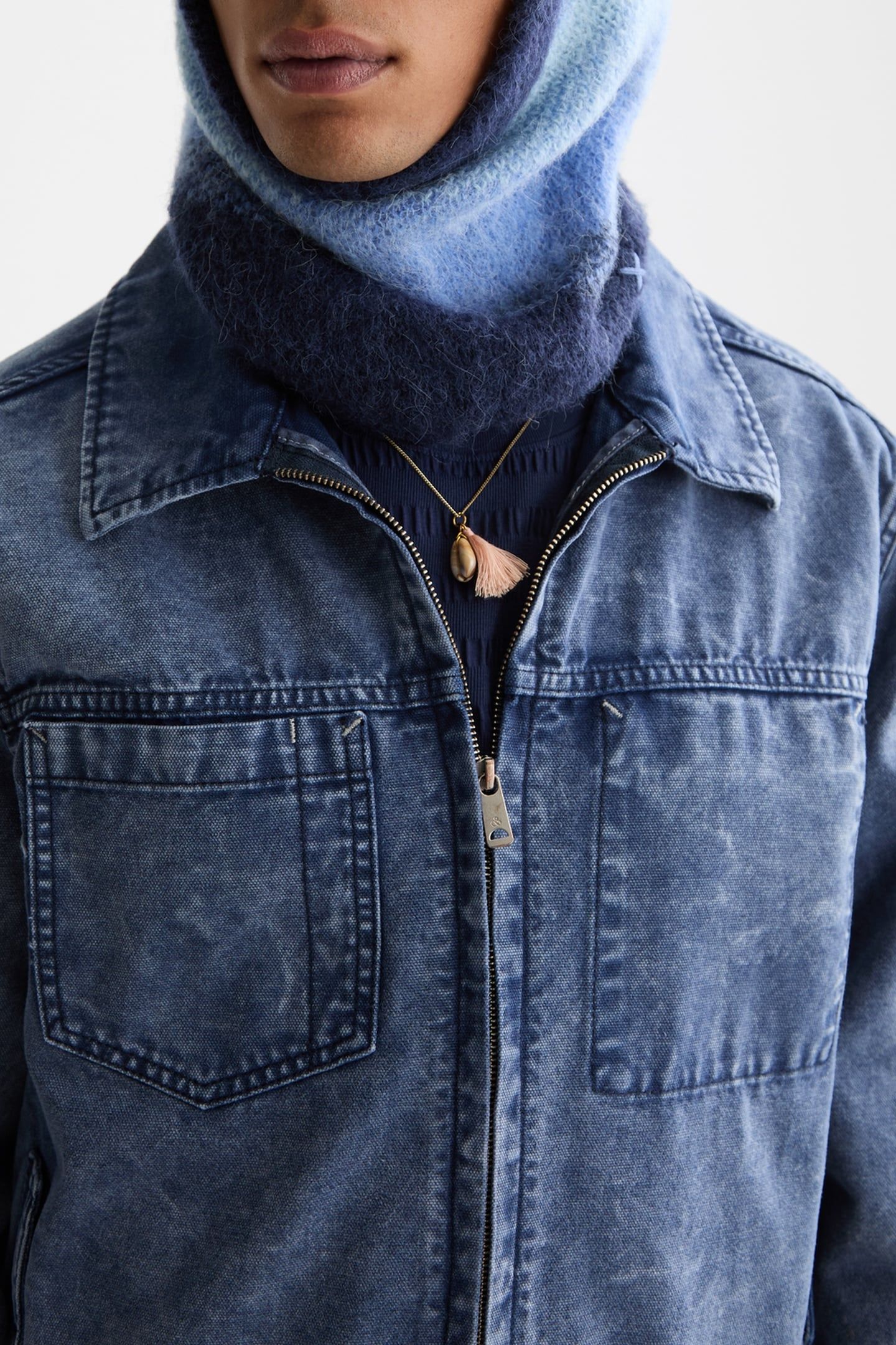 WORKWEAR BOMBER JACKET IN DENIM WASHED CANVAS NAVY 7
