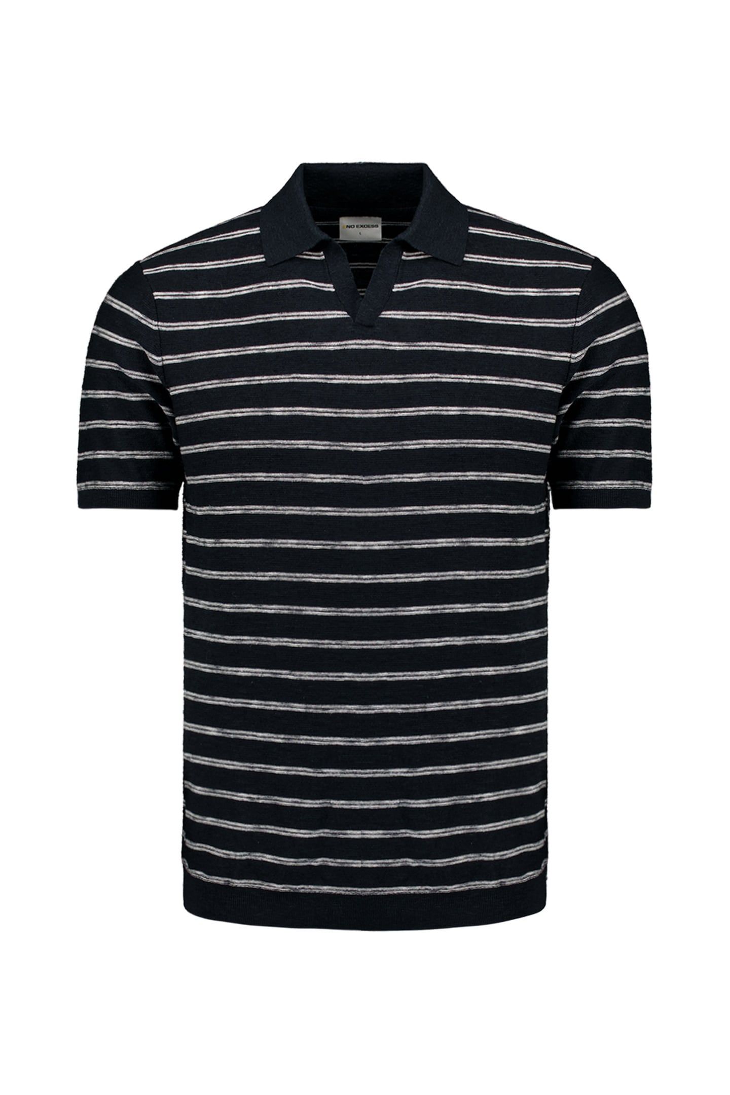 PULLOVER SHORT SLEEVE POLO V STRIPES WITH LINEN NIGHT 5