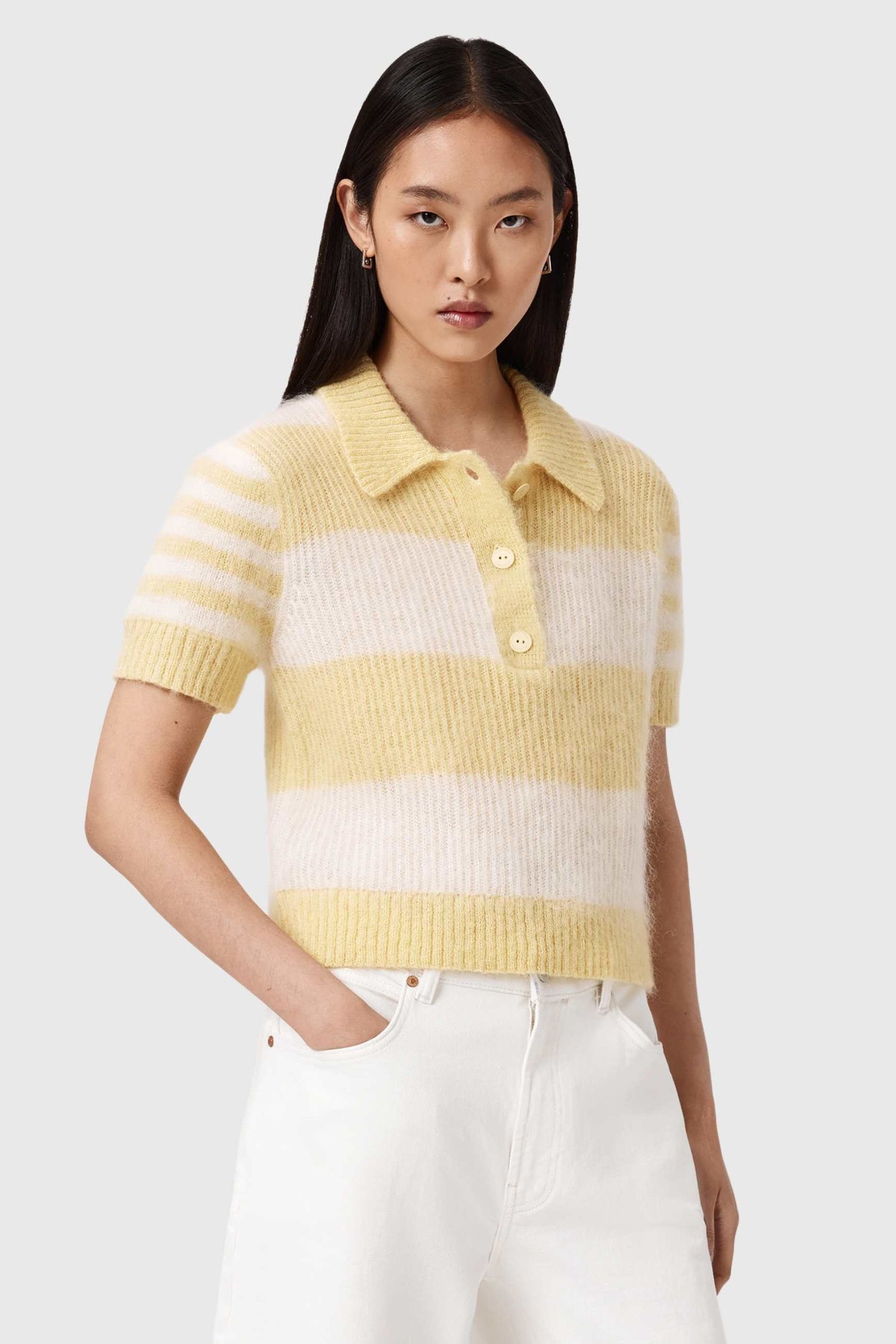 CLEM POLO TEE HAY YELLOW/WHITE 2