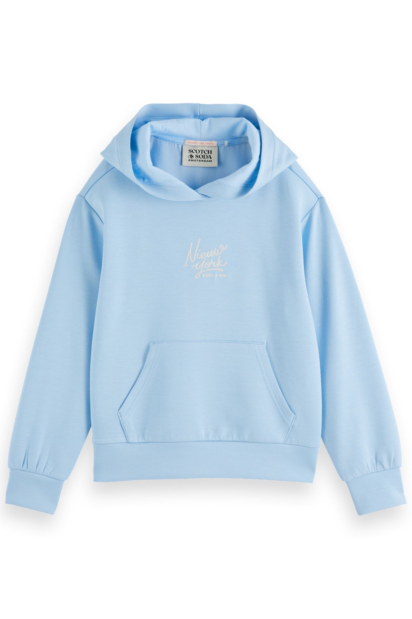 GIRL RELAXED-FIT MODAL HOODIE WITH FRONT ARTWORK SPRING BLUE 1